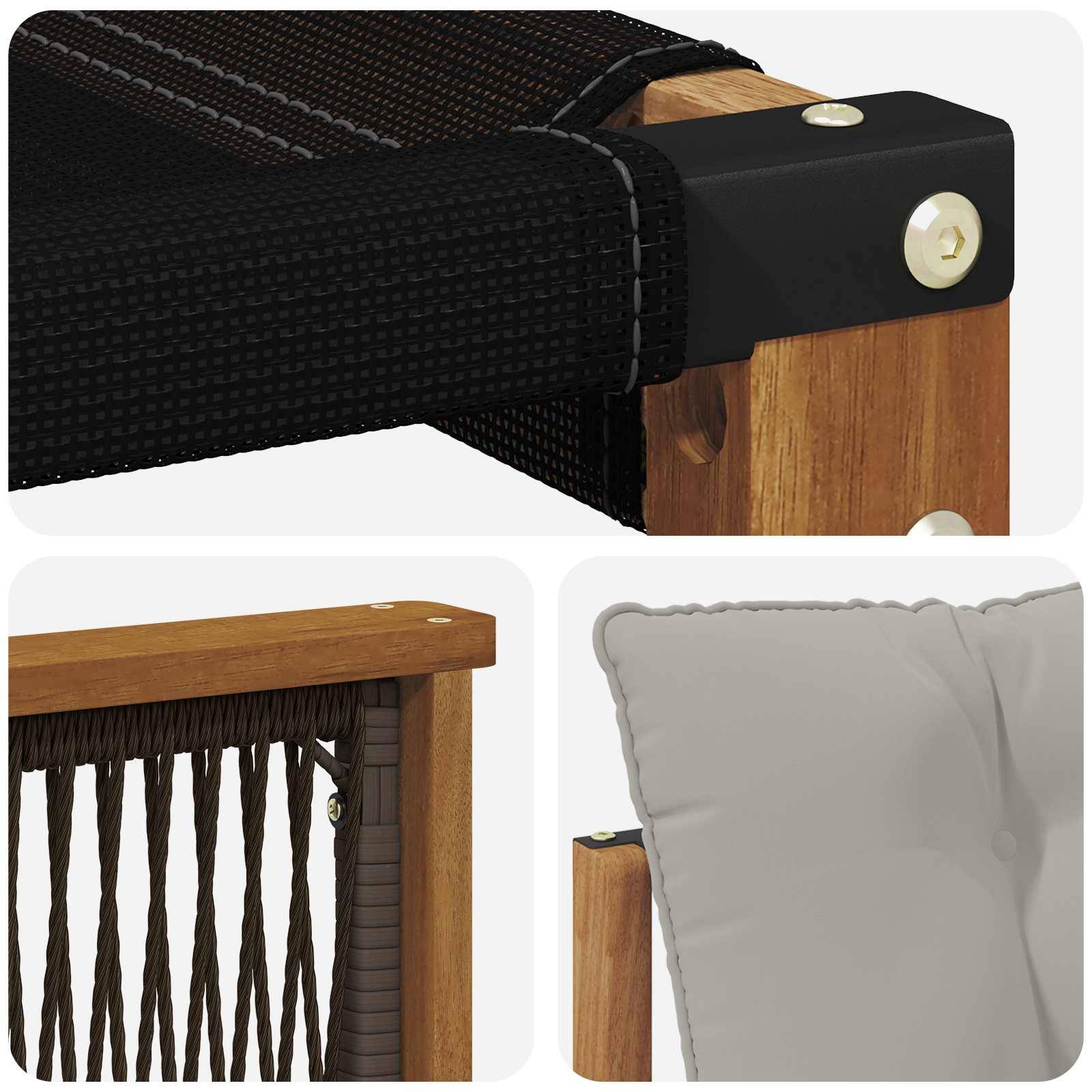 vidaXL Outdoor-Sofagarnitur mit Kissen 3 pcs Natürlich und Hellgrau