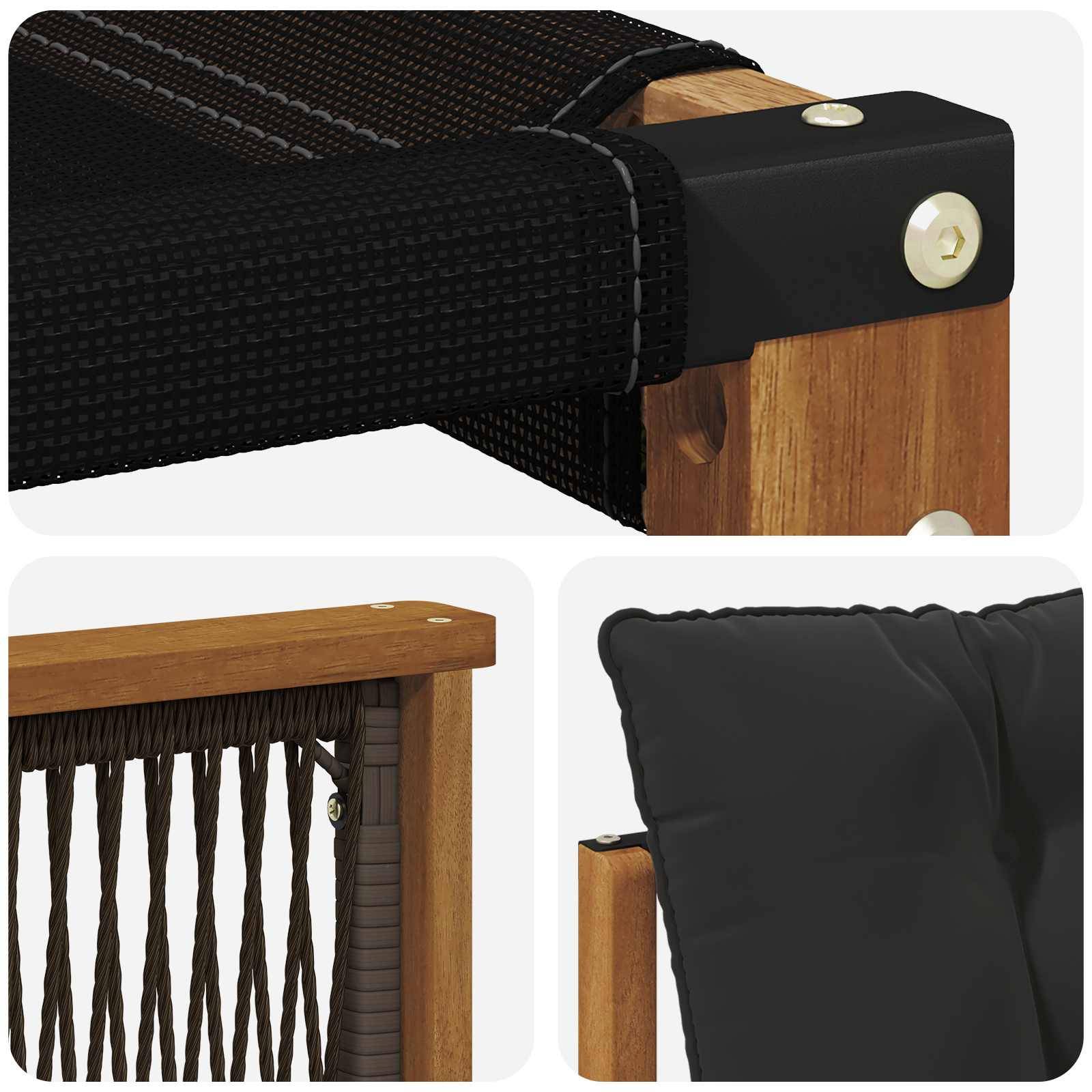 vidaXL Outdoor-Sofagarnitur mit Kissen 3 pcs Natürlich und Schwarz
