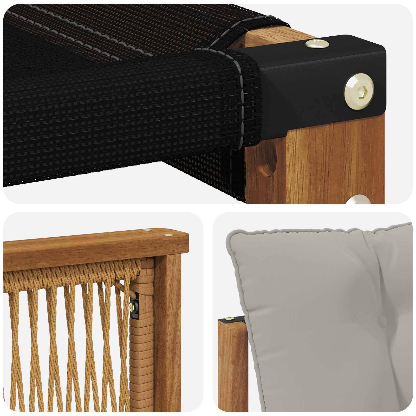 vidaXL Outdoor-Sofagarnitur mit Kissen 3 pcs Natürlich und Hellgrau