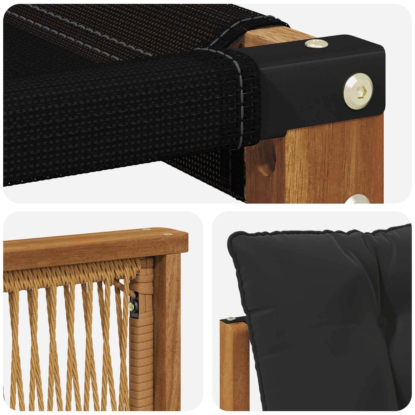 vidaXL Outdoor-Sofagarnitur mit Kissen 3 pcs Natürlich und Schwarz