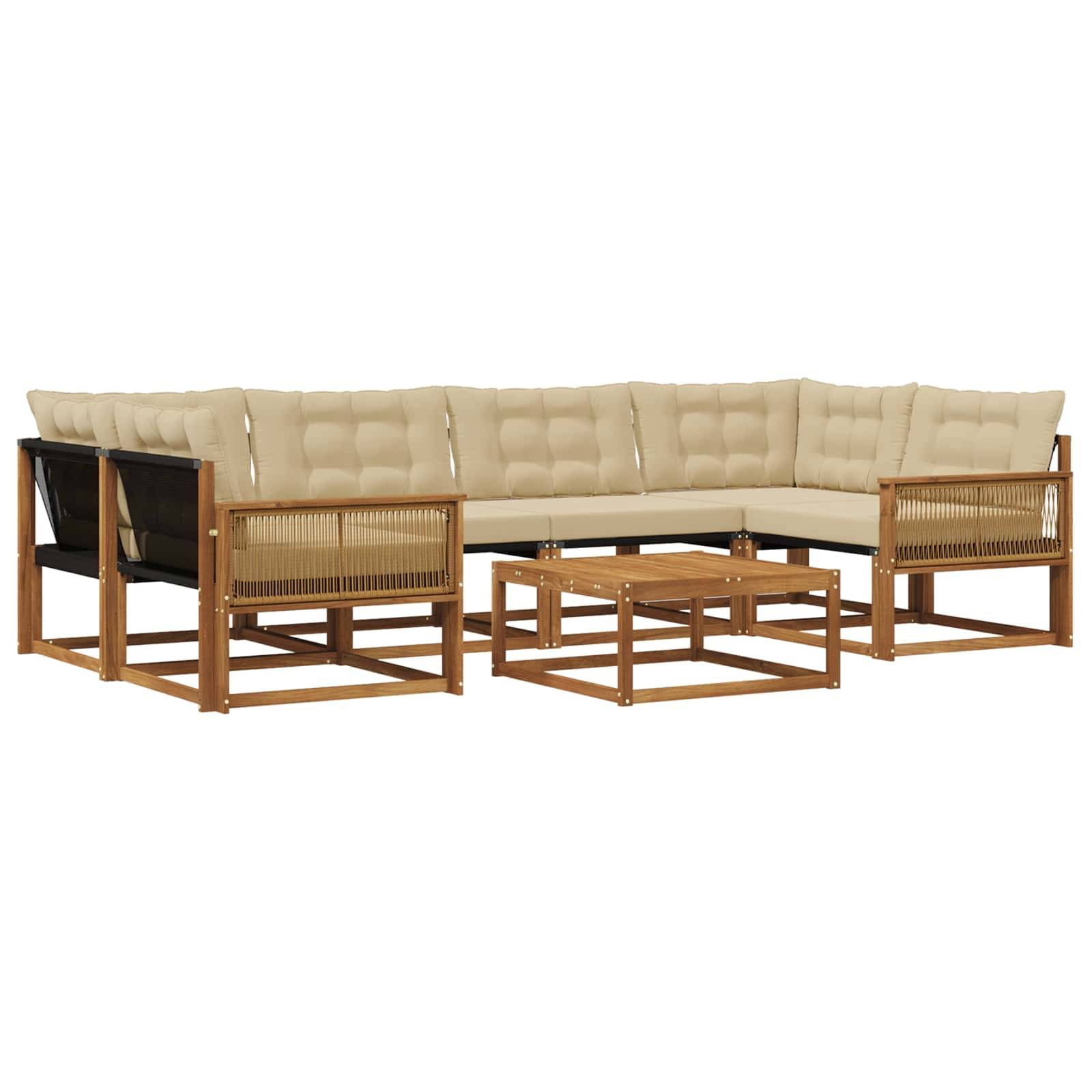vidaXL Outdoor-Sofagarnitur mit Kissen 7 pcs Natur und Beige
