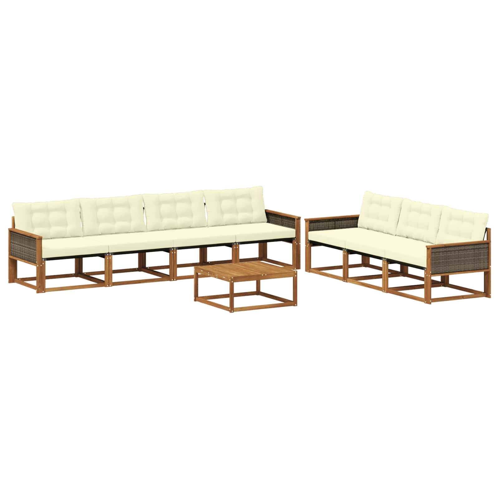 vidaXL Outdoor-Sofagarnitur mit Kissen 8 pcs Natur und Creme