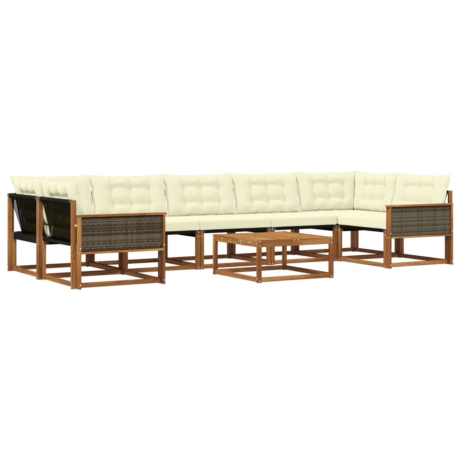 vidaXL Outdoor-Sofagarnitur mit Kissen 8 pcs Natur und Creme