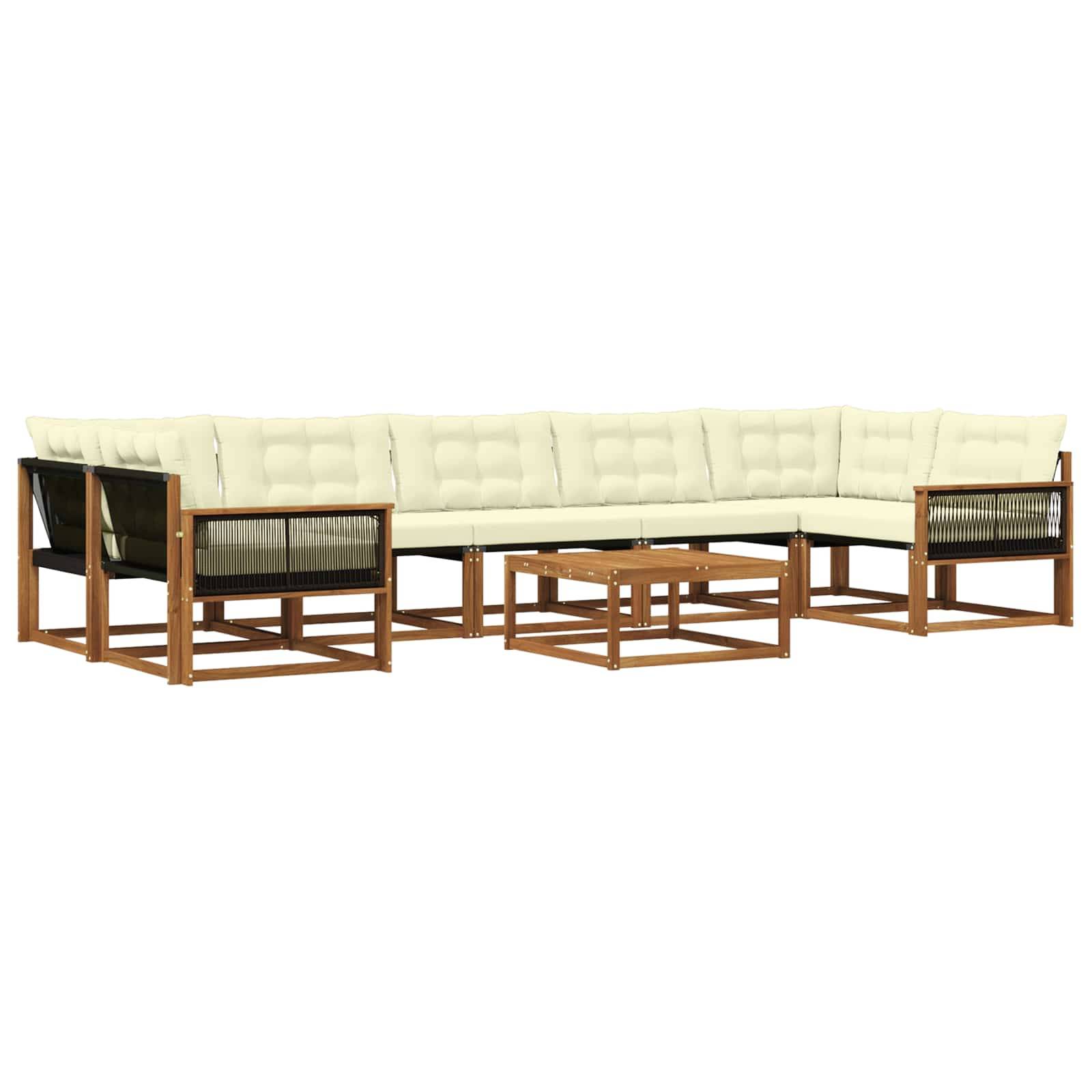 vidaXL Outdoor-Sofagarnitur mit Kissen 8 pcs Natur und Creme