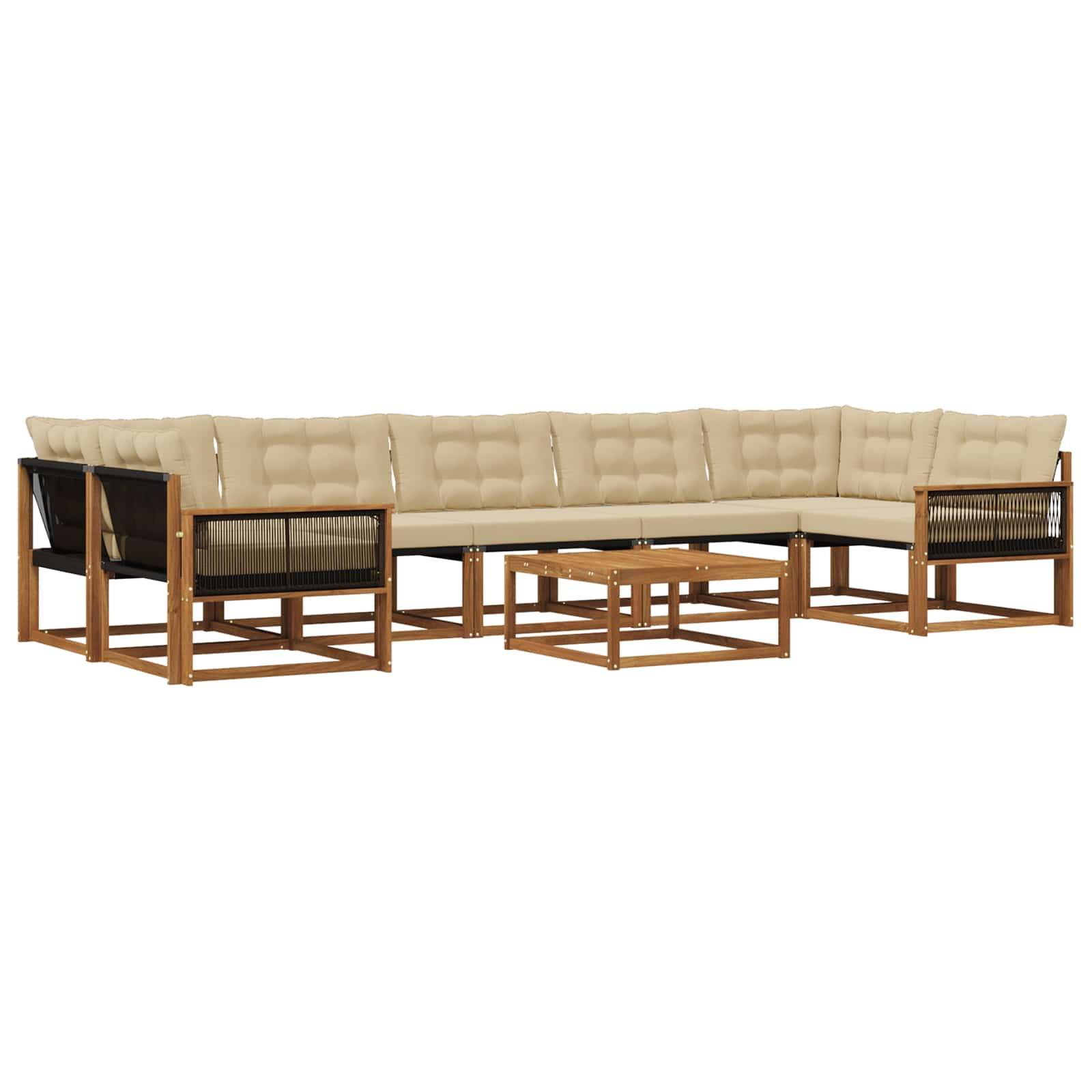 vidaXL Outdoor-Sofagarnitur mit Kissen 8 pcs Natur und Beige