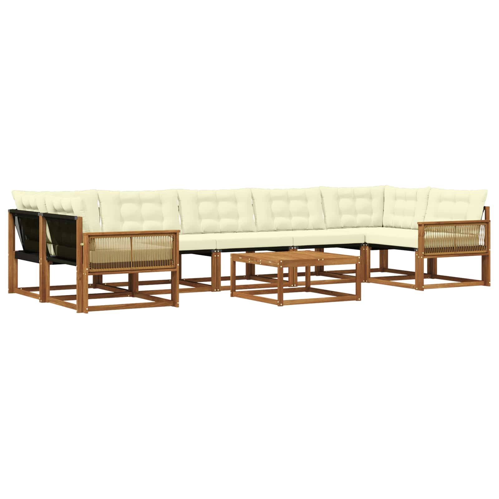 vidaXL Outdoor-Sofagarnitur mit Kissen 8 pcs Natur und Creme