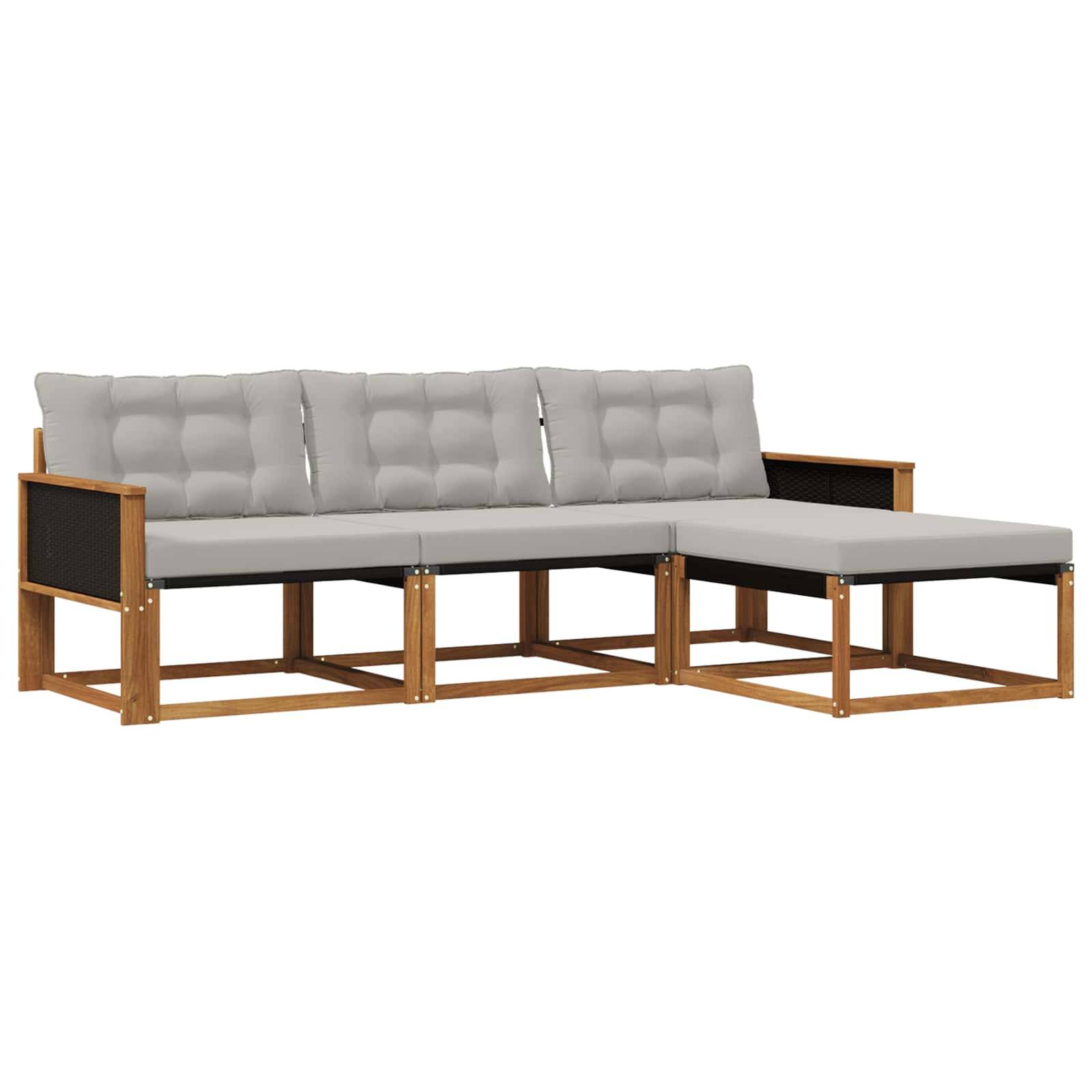 vidaXL Outdoor-Sofagarnitur mit Kissen 4 pcs Natürlich und Hellgrau