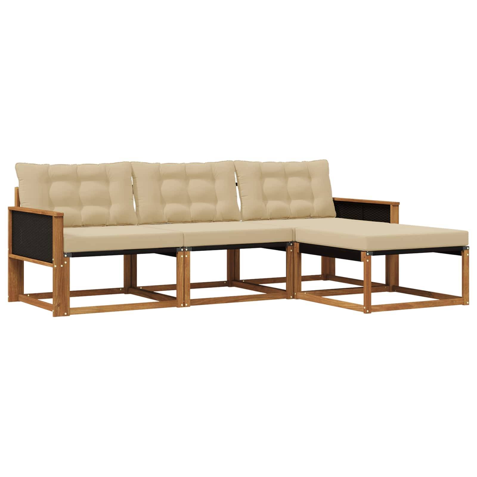 vidaXL Outdoor-Sofagarnitur mit Kissen 4 pcs Natur und Beige