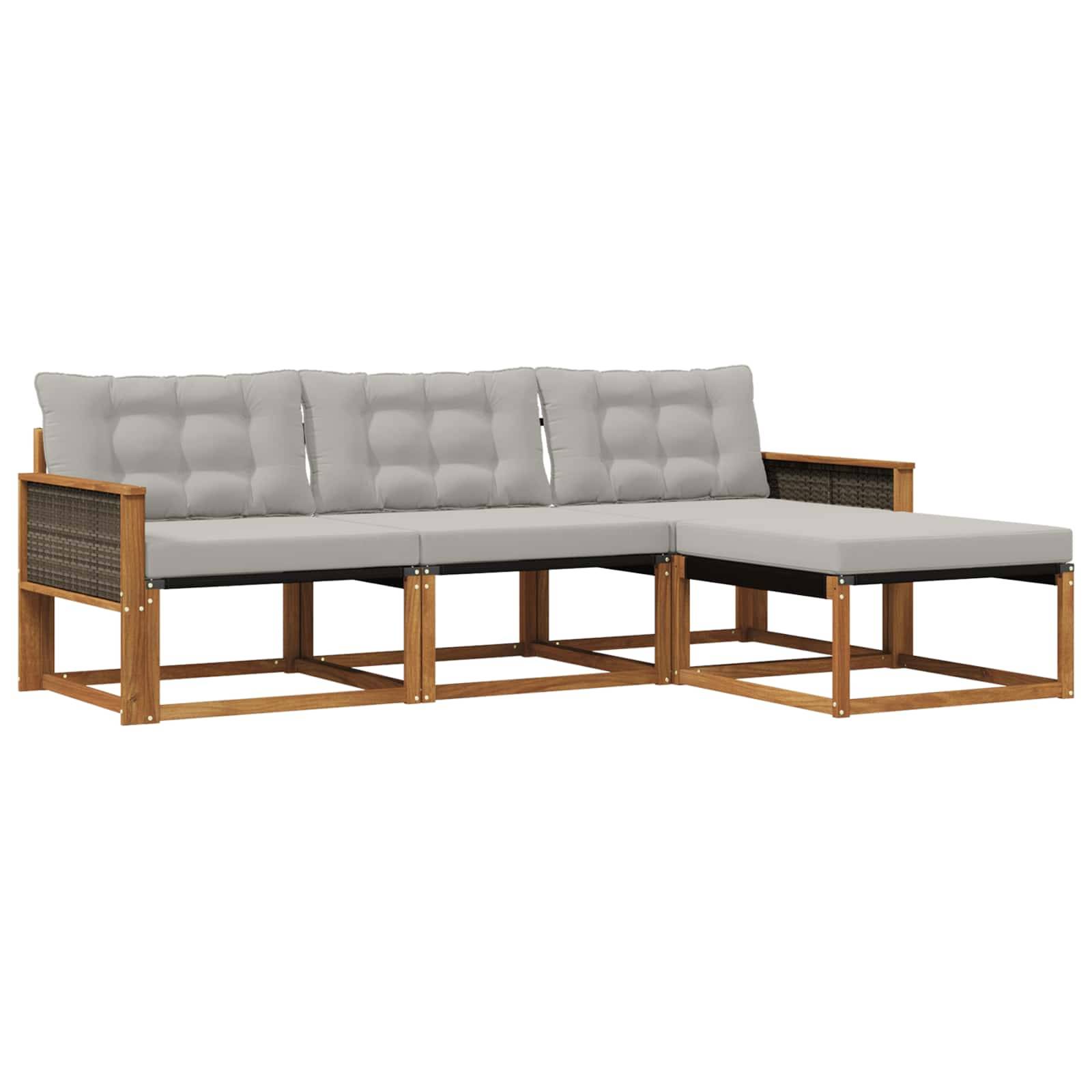 vidaXL Outdoor-Sofagarnitur mit Kissen 4 pcs Natürlich und Hellgrau
