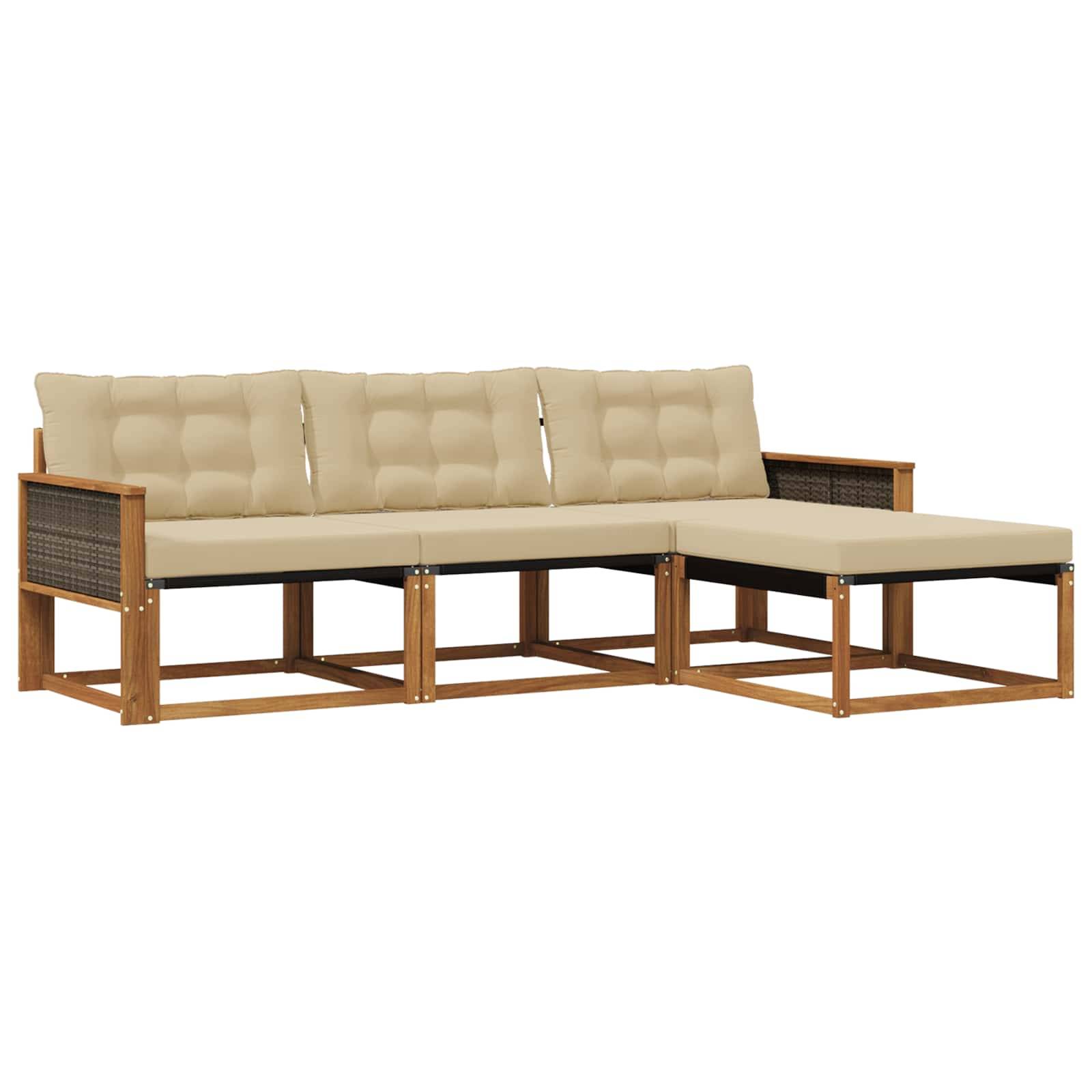 vidaXL Outdoor-Sofagarnitur mit Kissen 4 pcs Natur und Beige