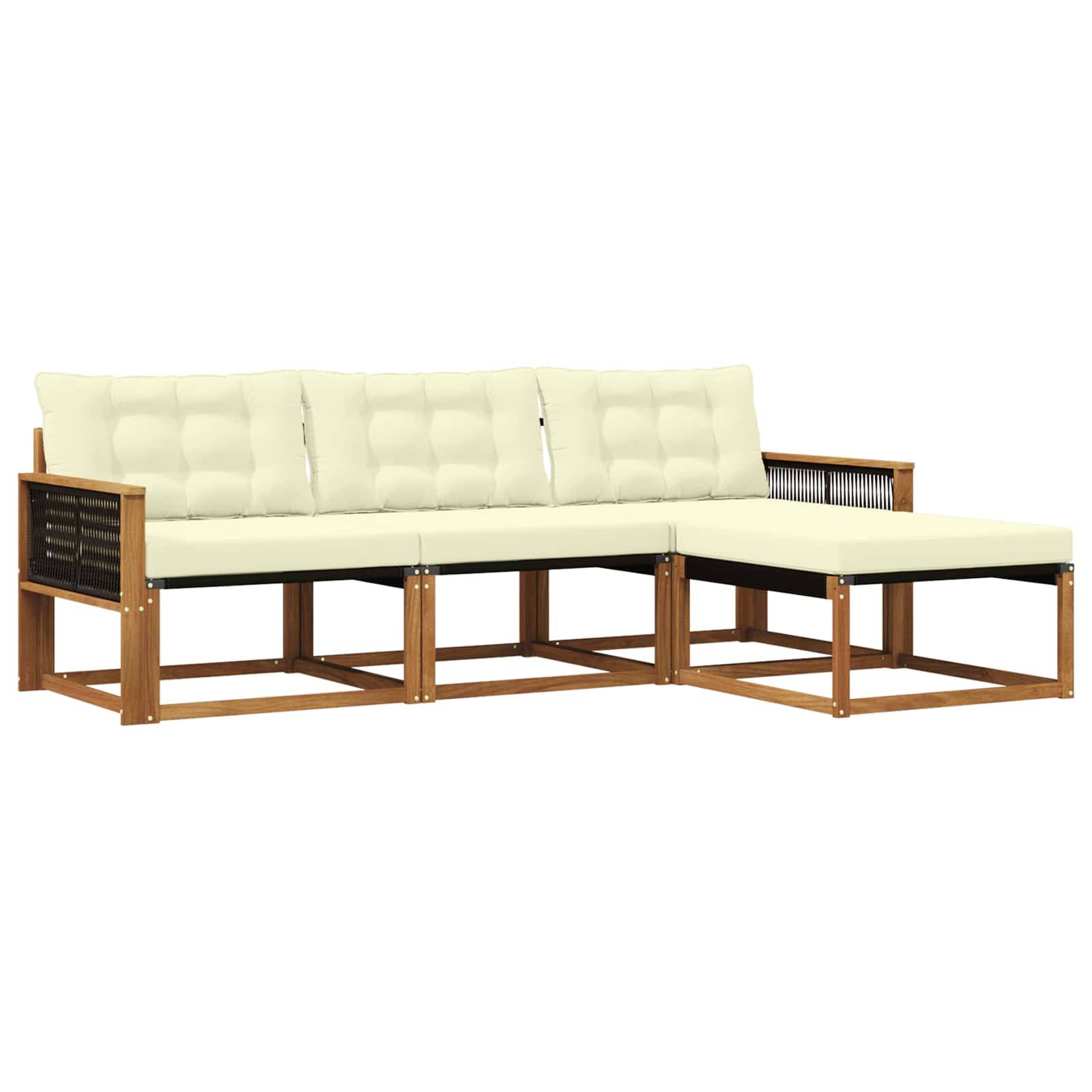 vidaXL Outdoor-Sofagarnitur mit Kissen 4 pcs Natur und Creme