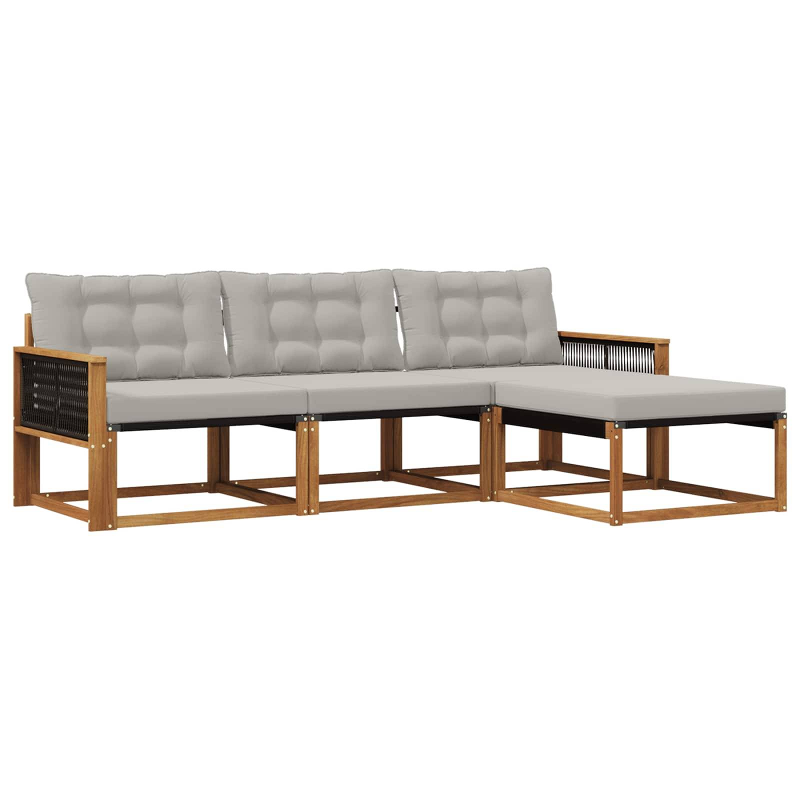 vidaXL Outdoor-Sofagarnitur mit Kissen 4 pcs Natürlich und Hellgrau