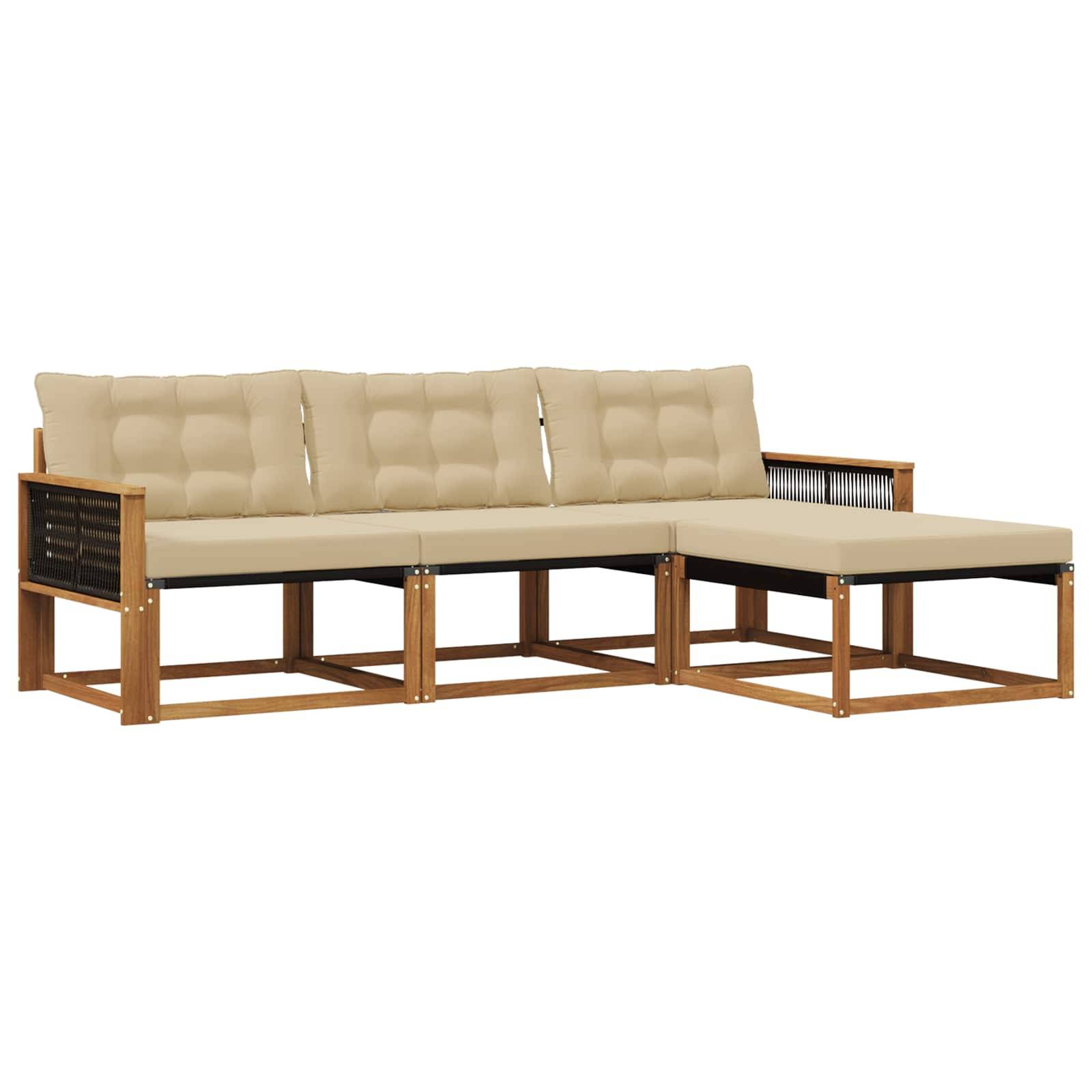 vidaXL Outdoor-Sofagarnitur mit Kissen 4 pcs Natur und Beige