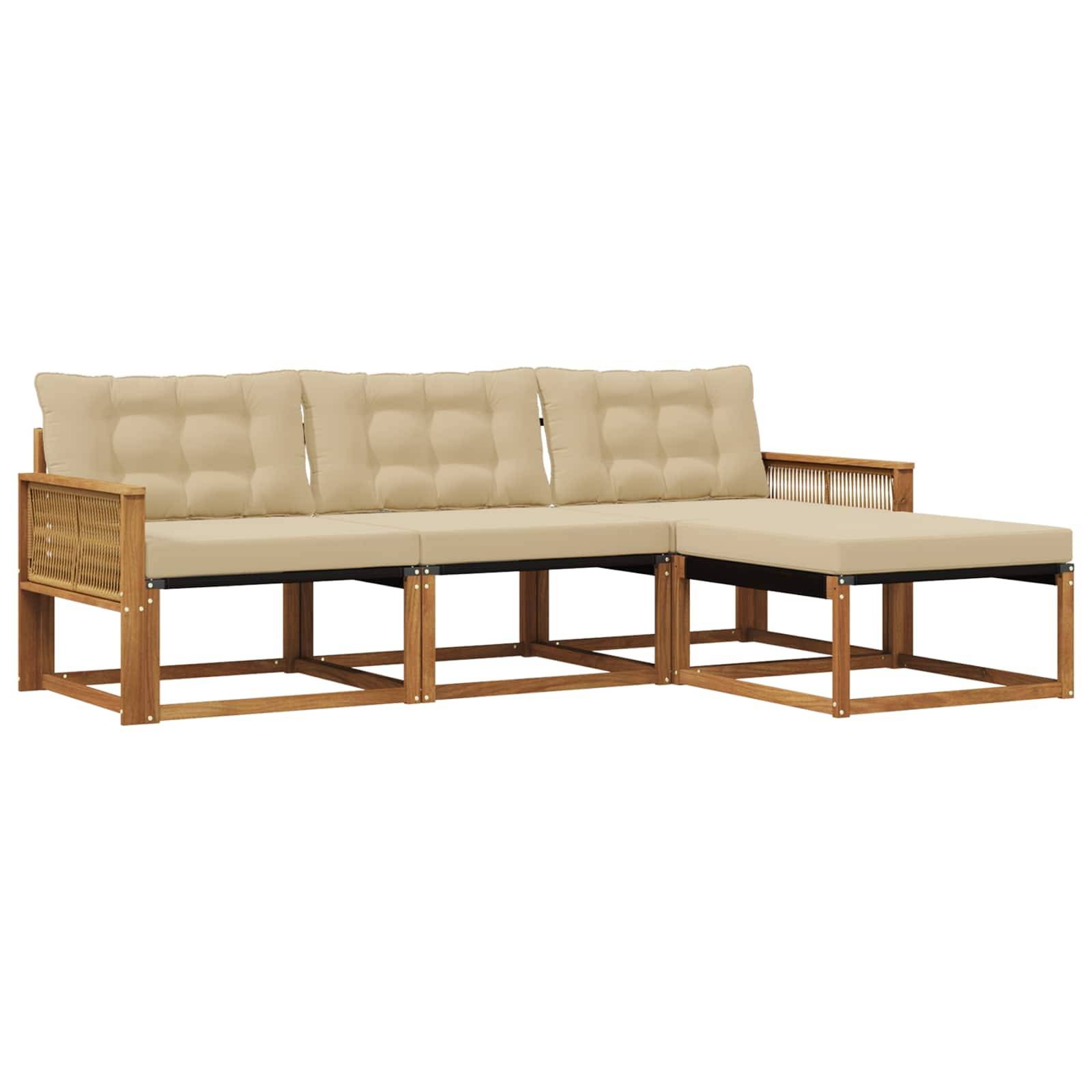 vidaXL Outdoor-Sofagarnitur mit Kissen 4 pcs Natur und Beige