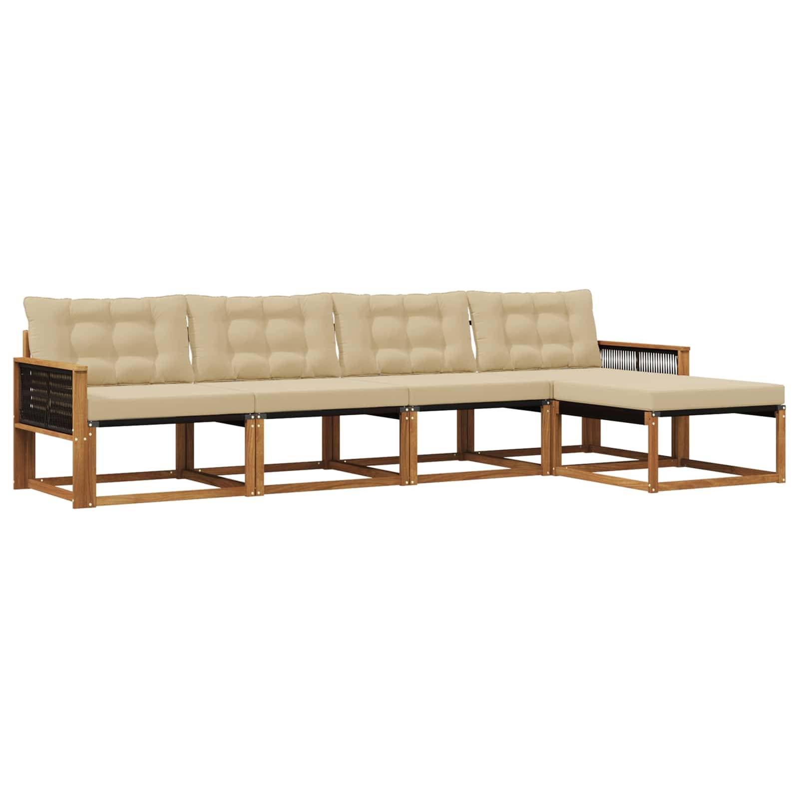 vidaXL Outdoor-Sofagarnitur mit Kissen 5 pcs Natur und Beige