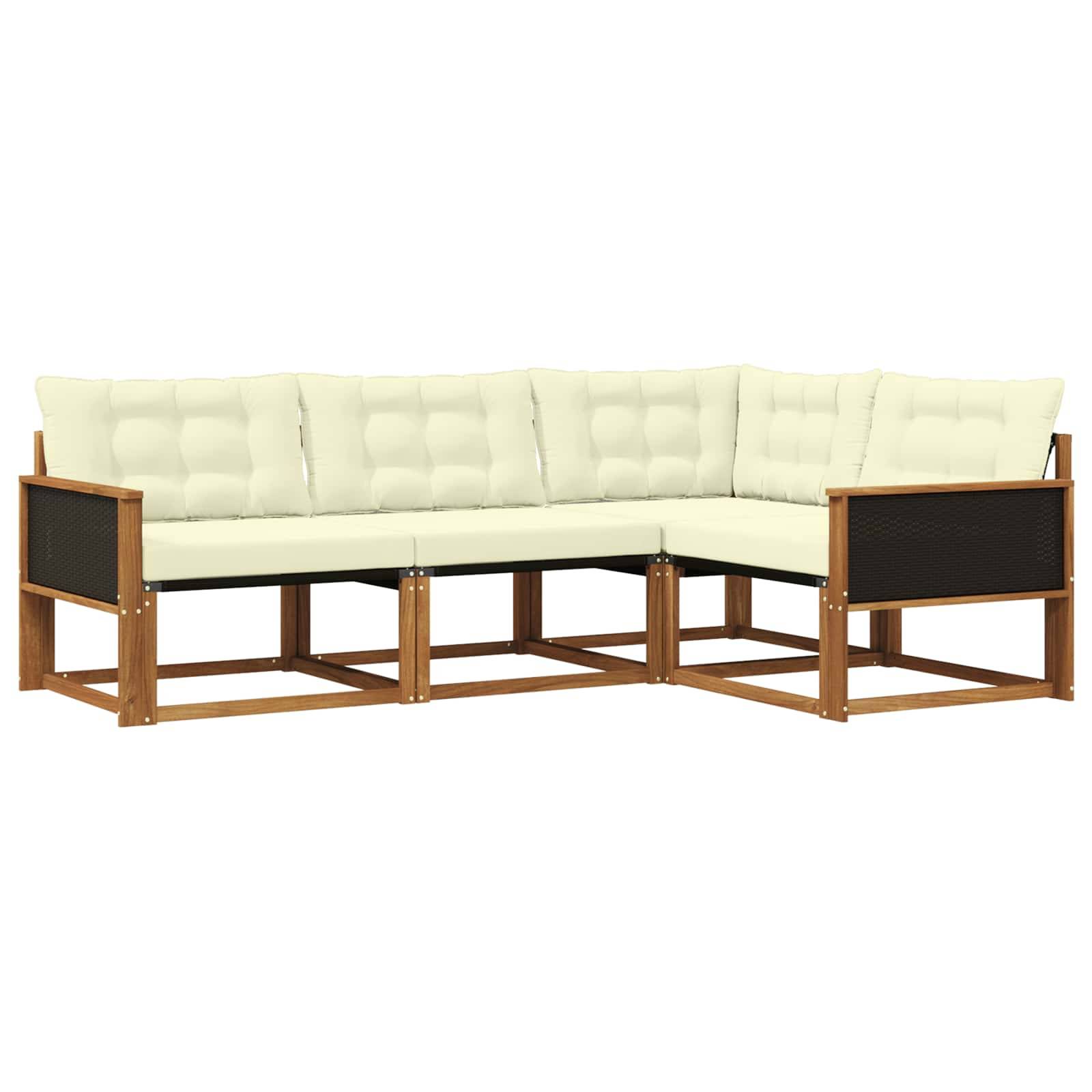 vidaXL Outdoor-Sofagarnitur mit Kissen 4 pcs Natur und Creme