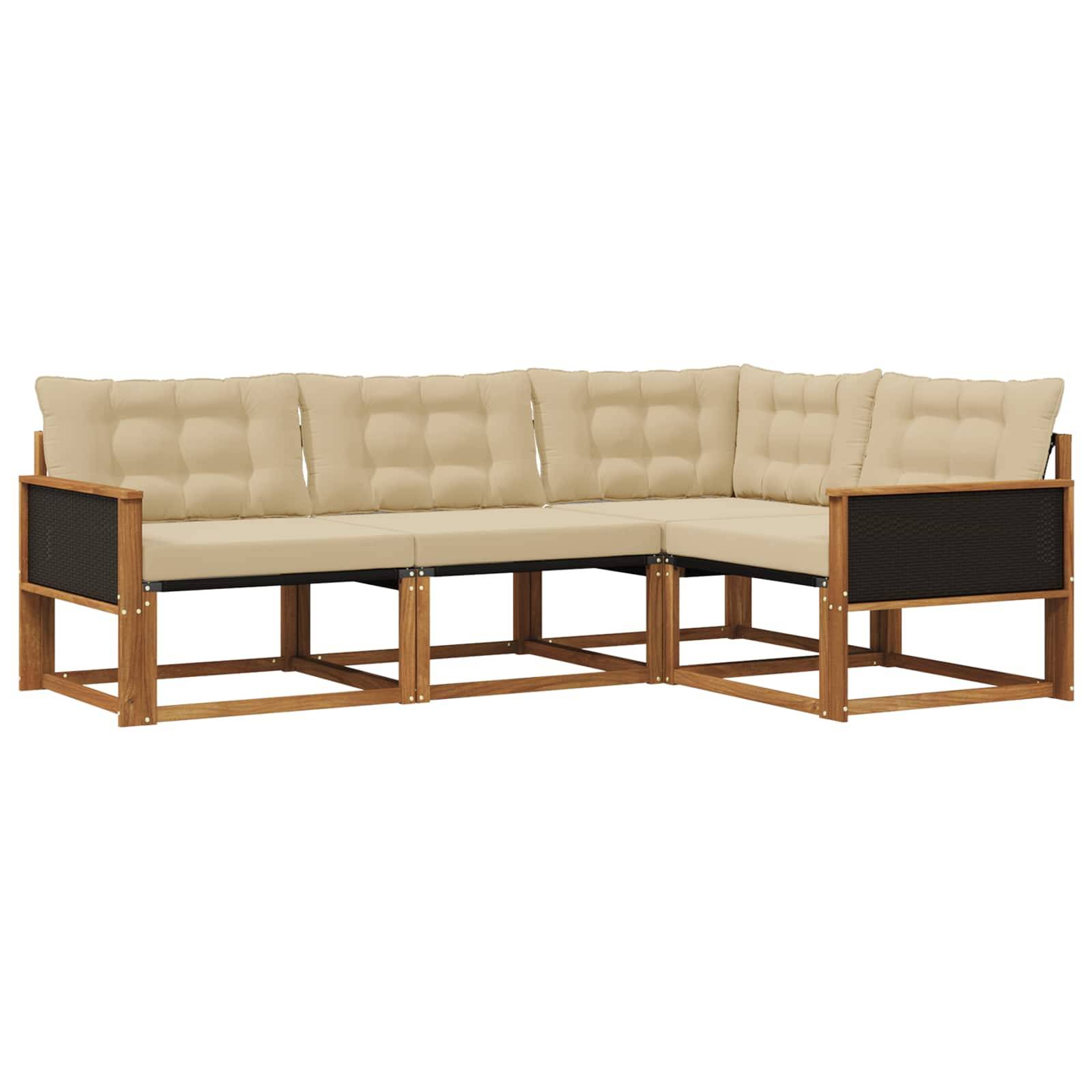 vidaXL Outdoor-Sofagarnitur mit Kissen 4 pcs Natur und Beige
