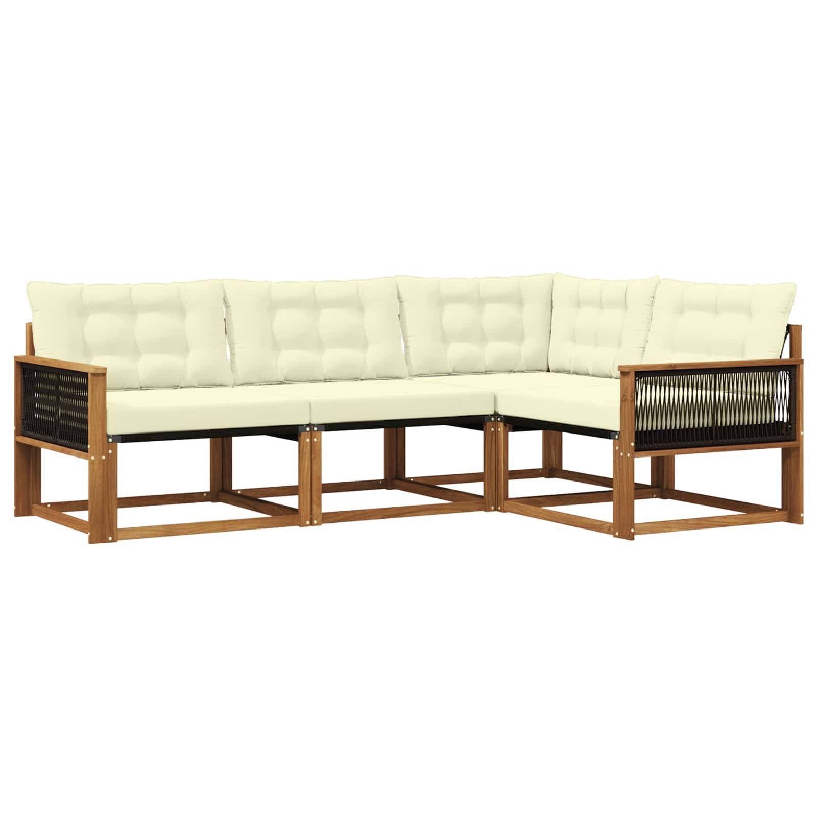vidaXL Outdoor-Sofagarnitur mit Kissen 4 pcs Natur und Creme