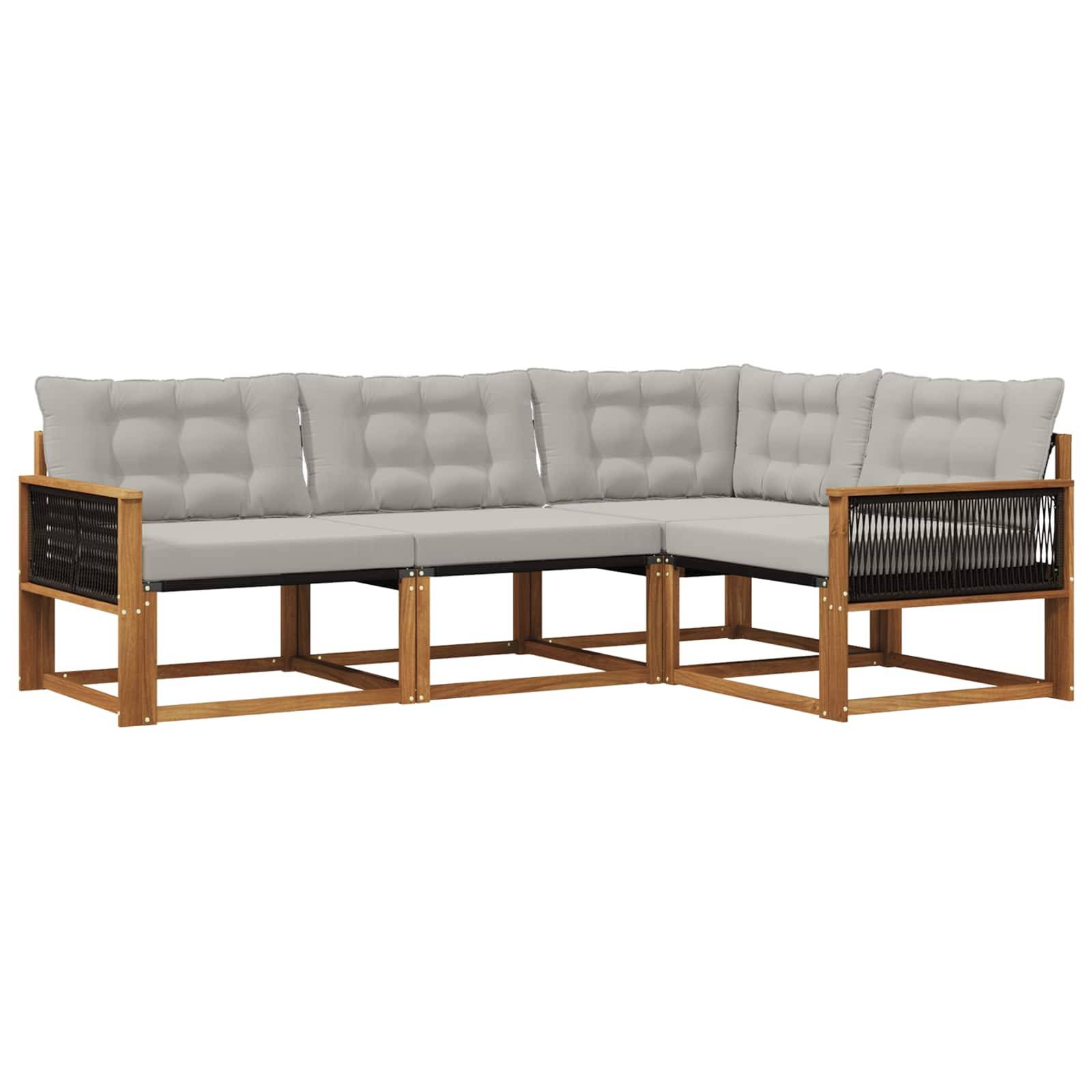 vidaXL Outdoor-Sofagarnitur mit Kissen 4 pcs Natürlich und Hellgrau