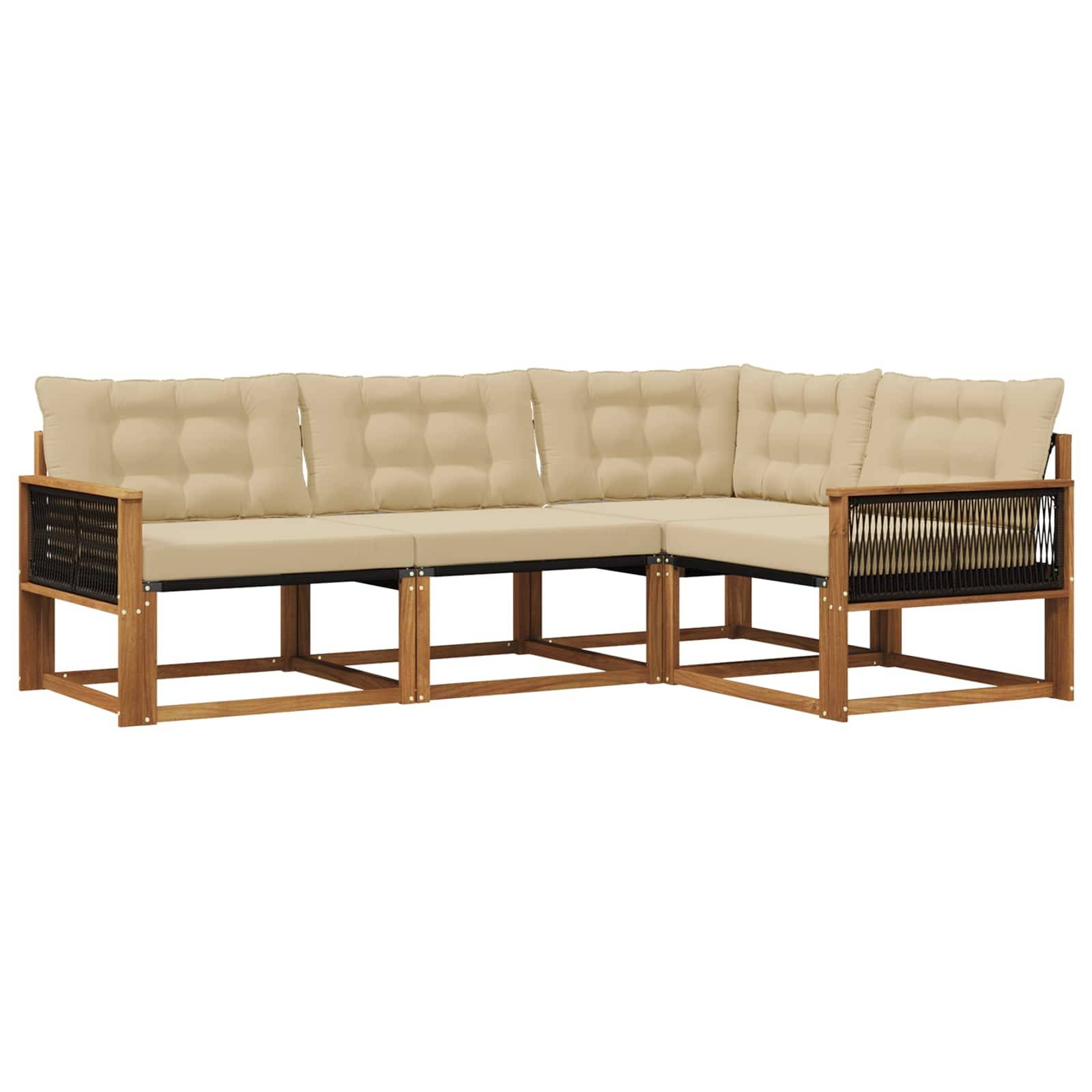 vidaXL Outdoor-Sofagarnitur mit Kissen 4 pcs Natur und Beige