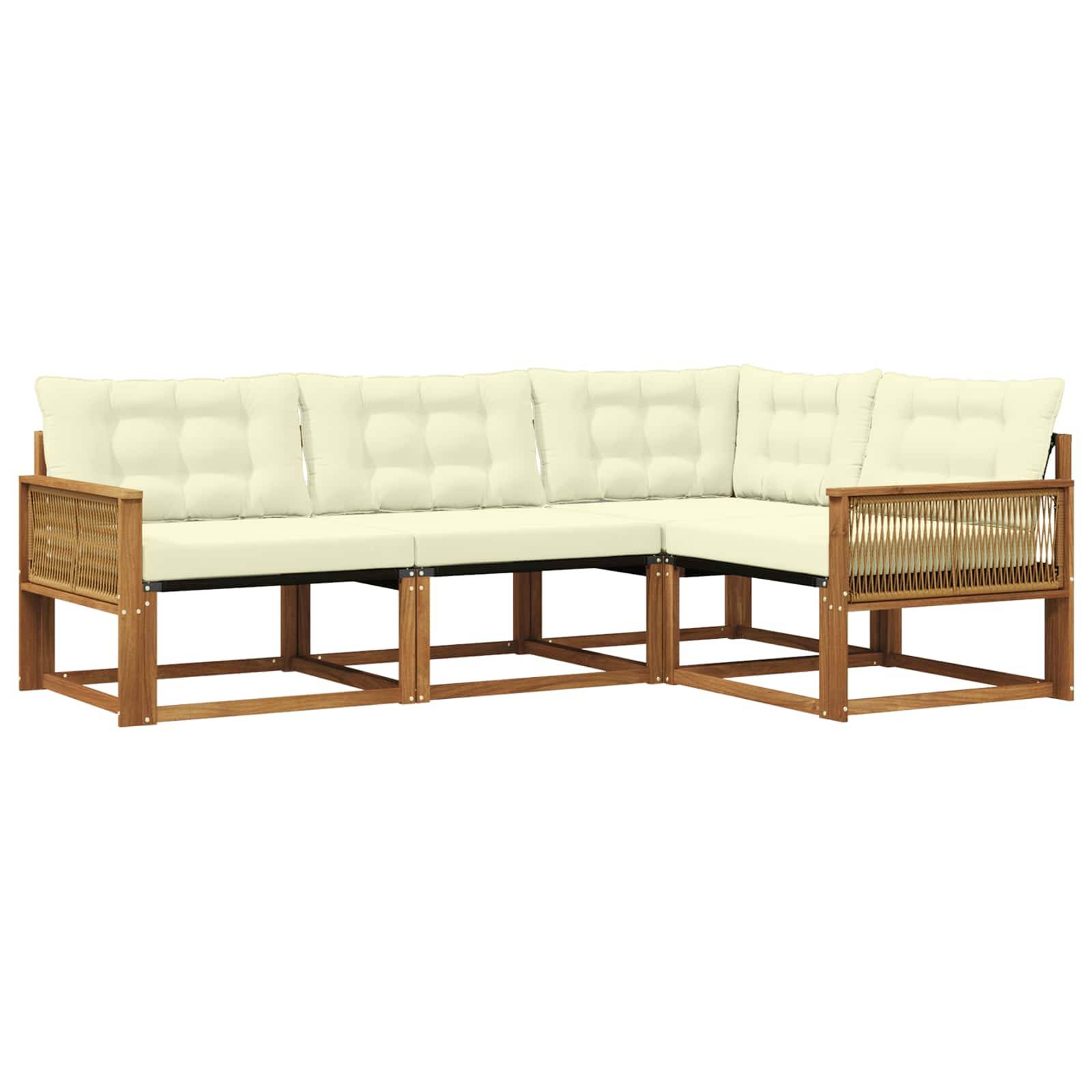 vidaXL Outdoor-Sofagarnitur mit Kissen 4 pcs Natur und Creme