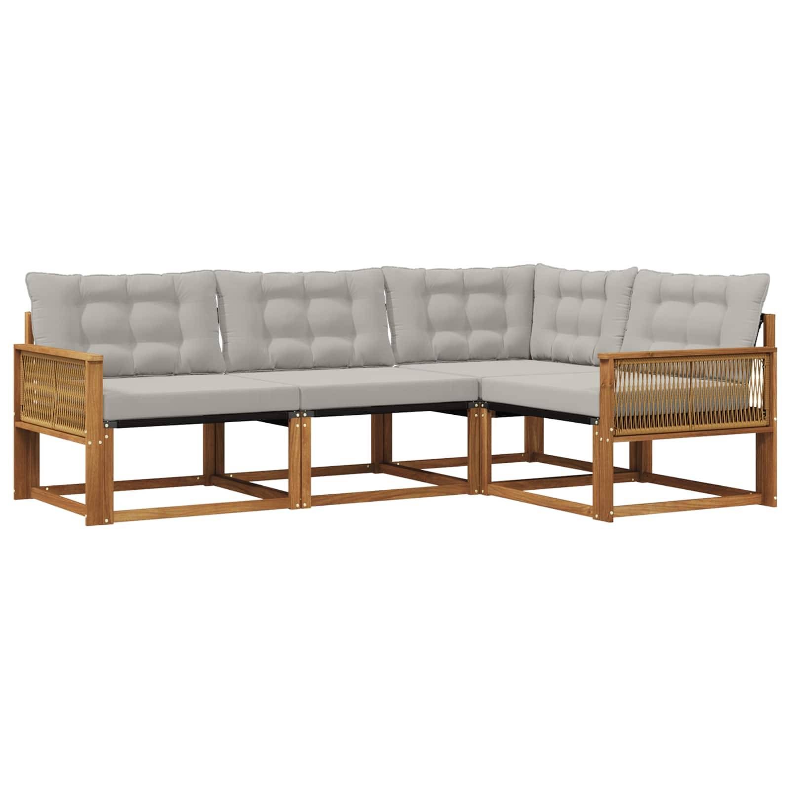 vidaXL Outdoor-Sofagarnitur mit Kissen 4 pcs Natürlich und Hellgrau