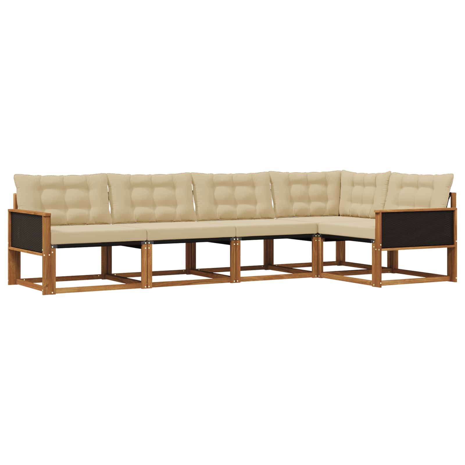 vidaXL Outdoor-Sofagarnitur mit Kissen 5 pcs Natur und Beige