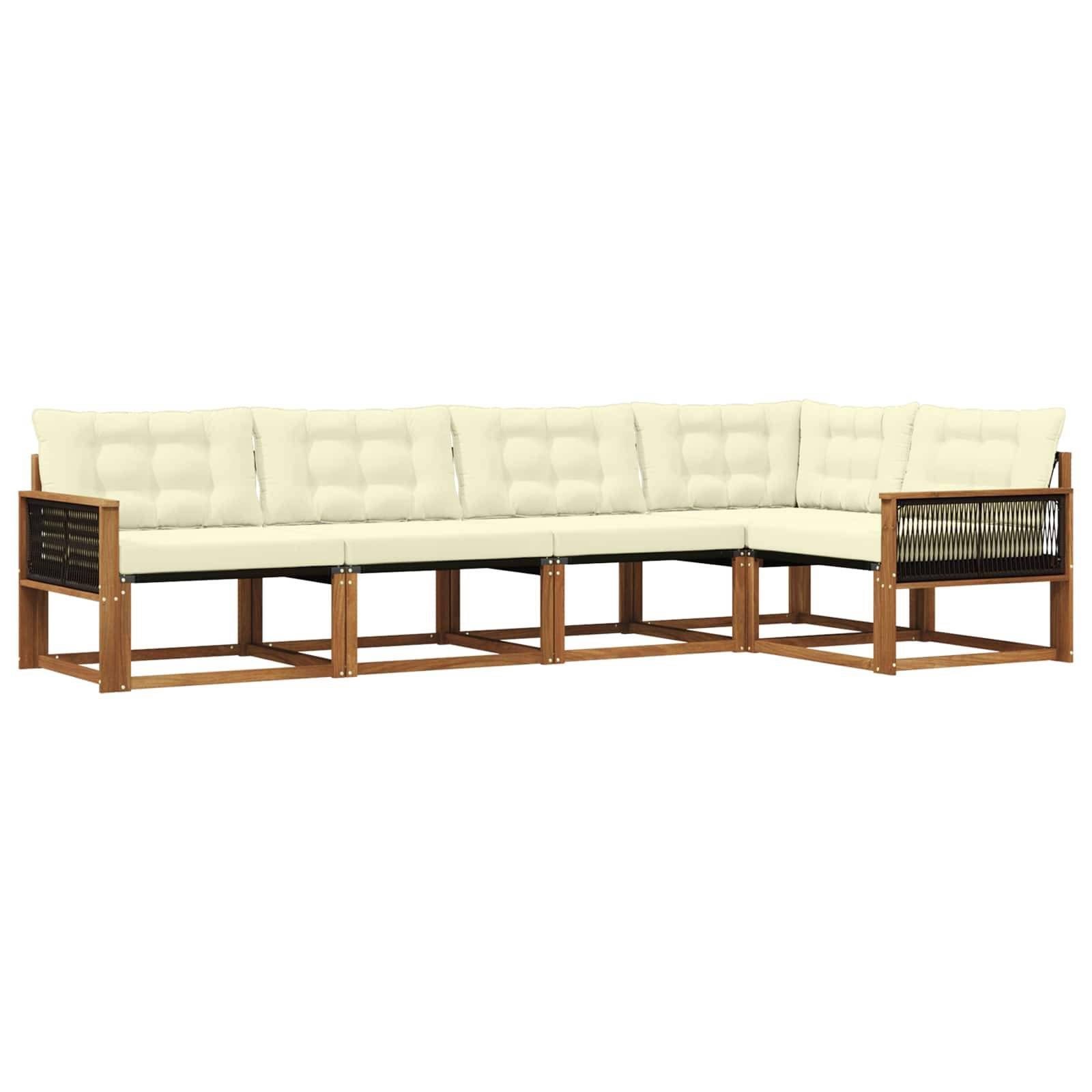 vidaXL Outdoor-Sofagarnitur mit Kissen 5 pcs Natur und Creme