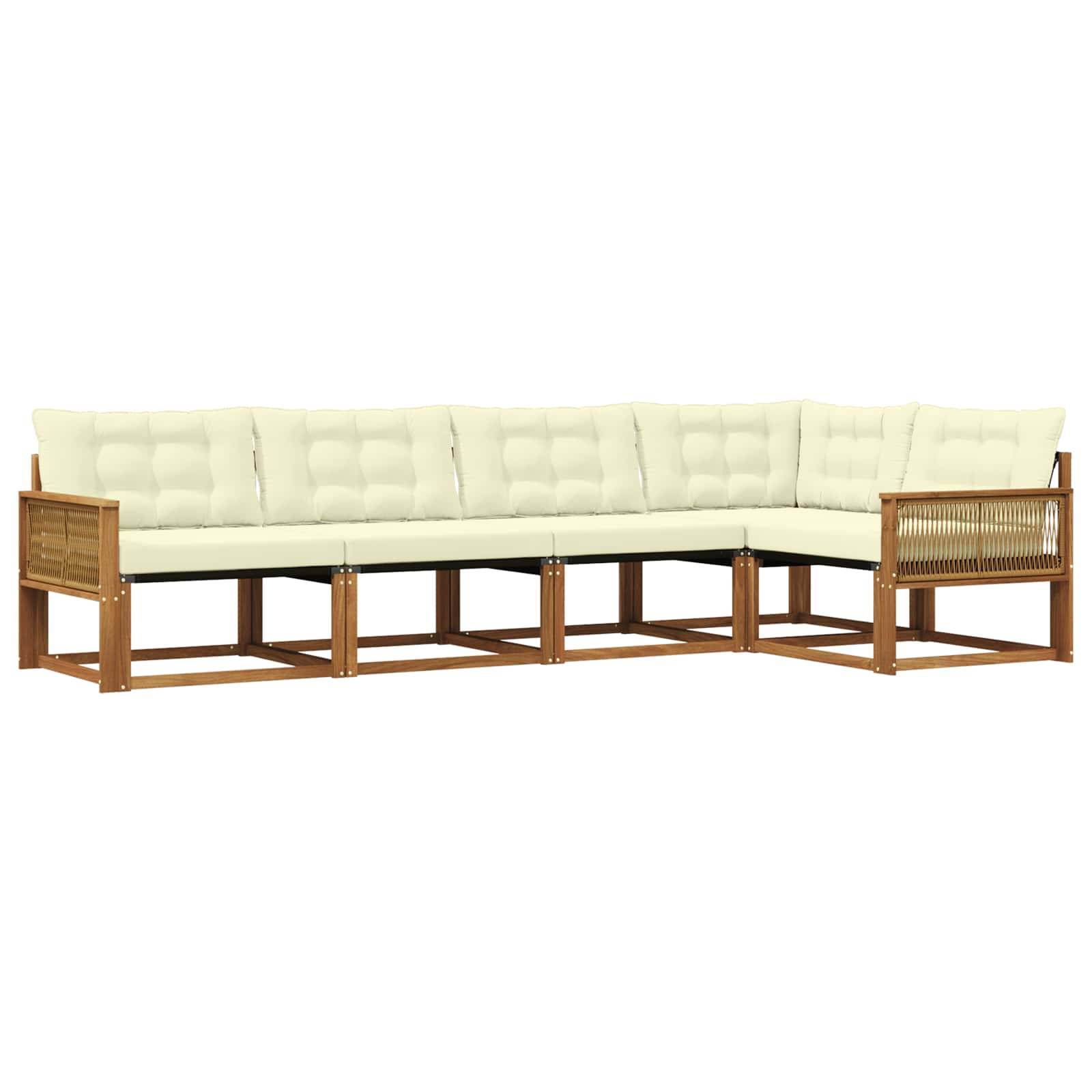 vidaXL Outdoor-Sofagarnitur mit Kissen 5 pcs Natur und Creme