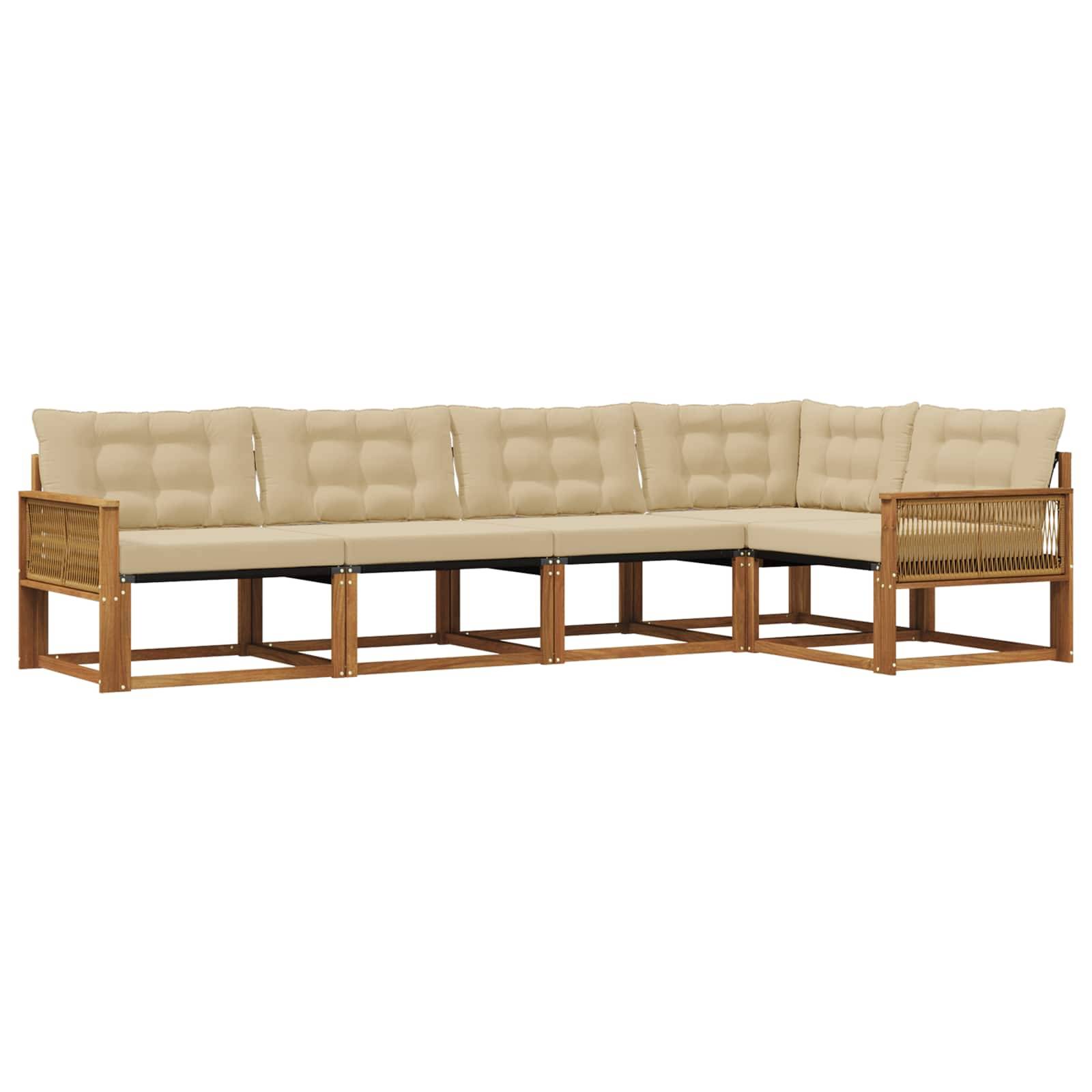 vidaXL Outdoor-Sofagarnitur mit Kissen 5 pcs Natur und Beige