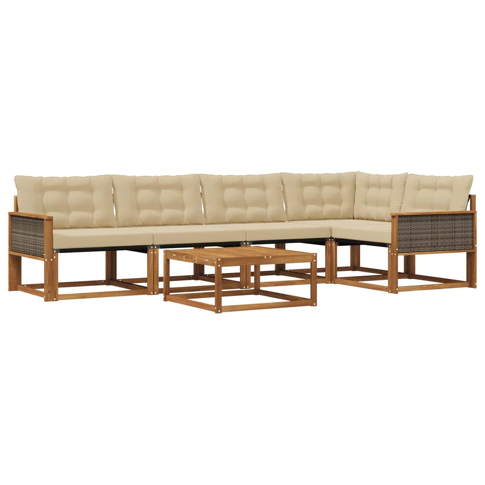vidaXL Outdoor-Sofagarnitur mit Kissen 6 pcs Natur und Beige