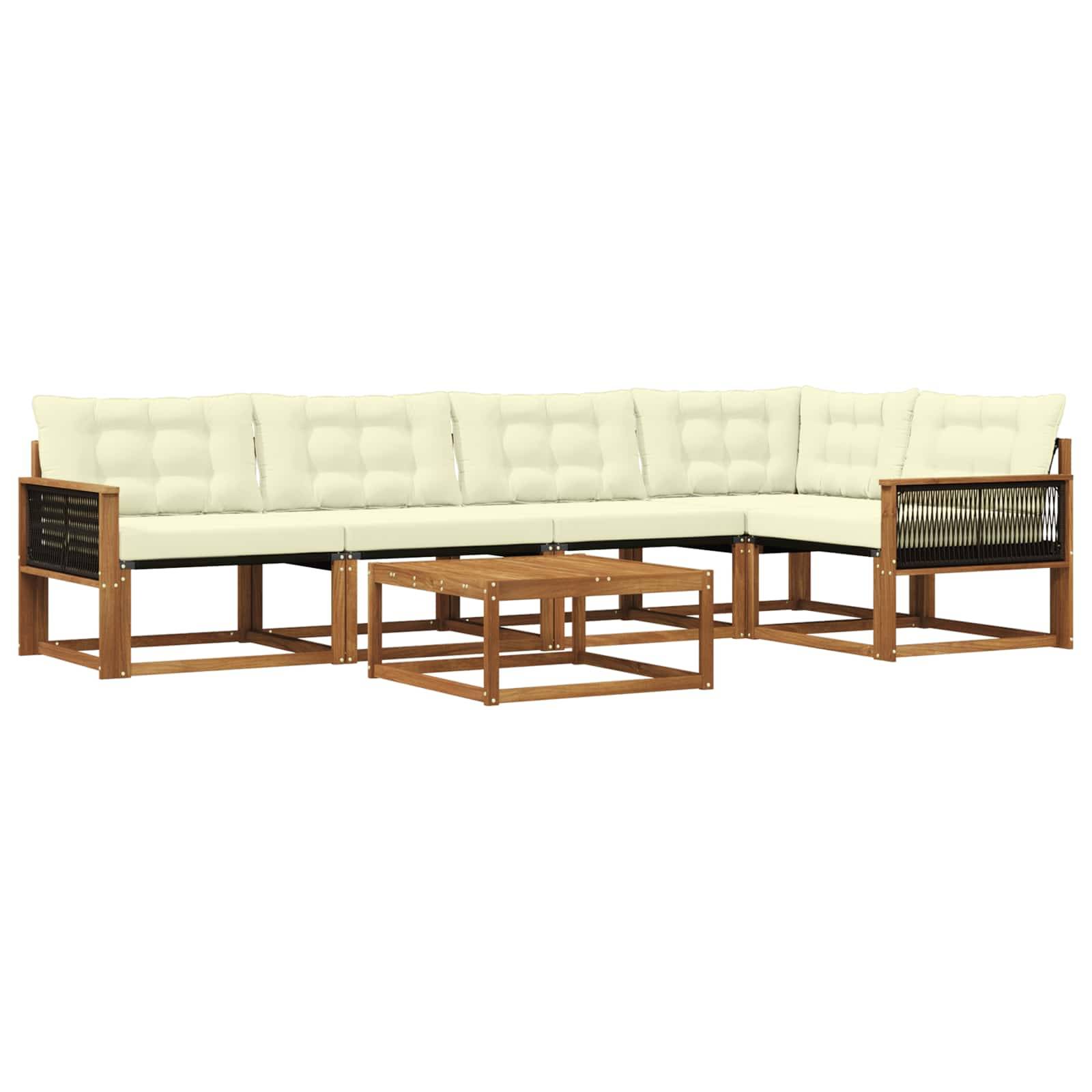 vidaXL Outdoor-Sofagarnitur mit Kissen 6 pcs Natur und Creme