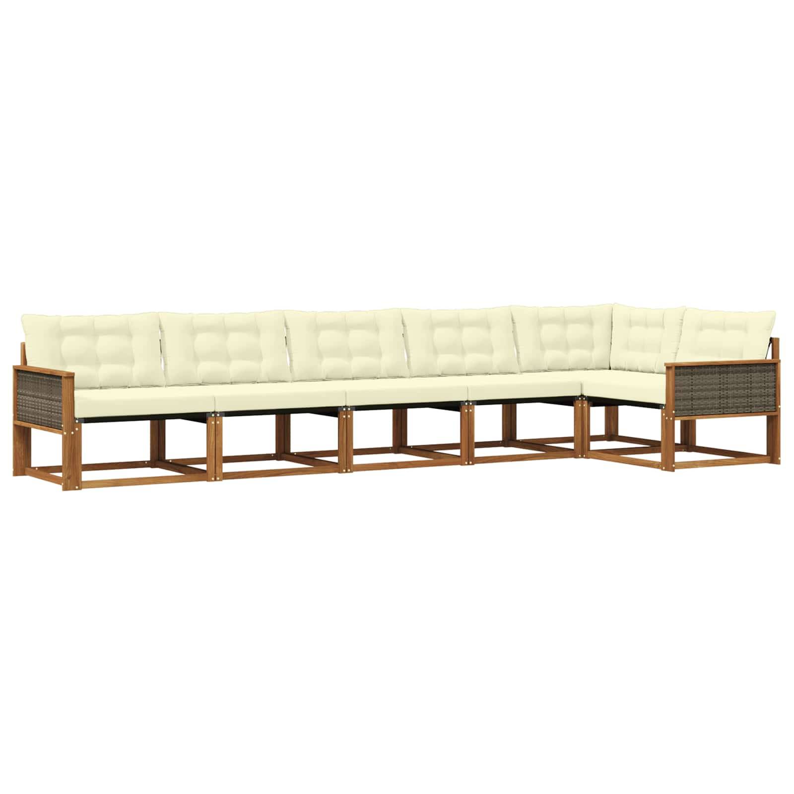 vidaXL Outdoor-Sofagarnitur mit Kissen 6 pcs Natur und Creme