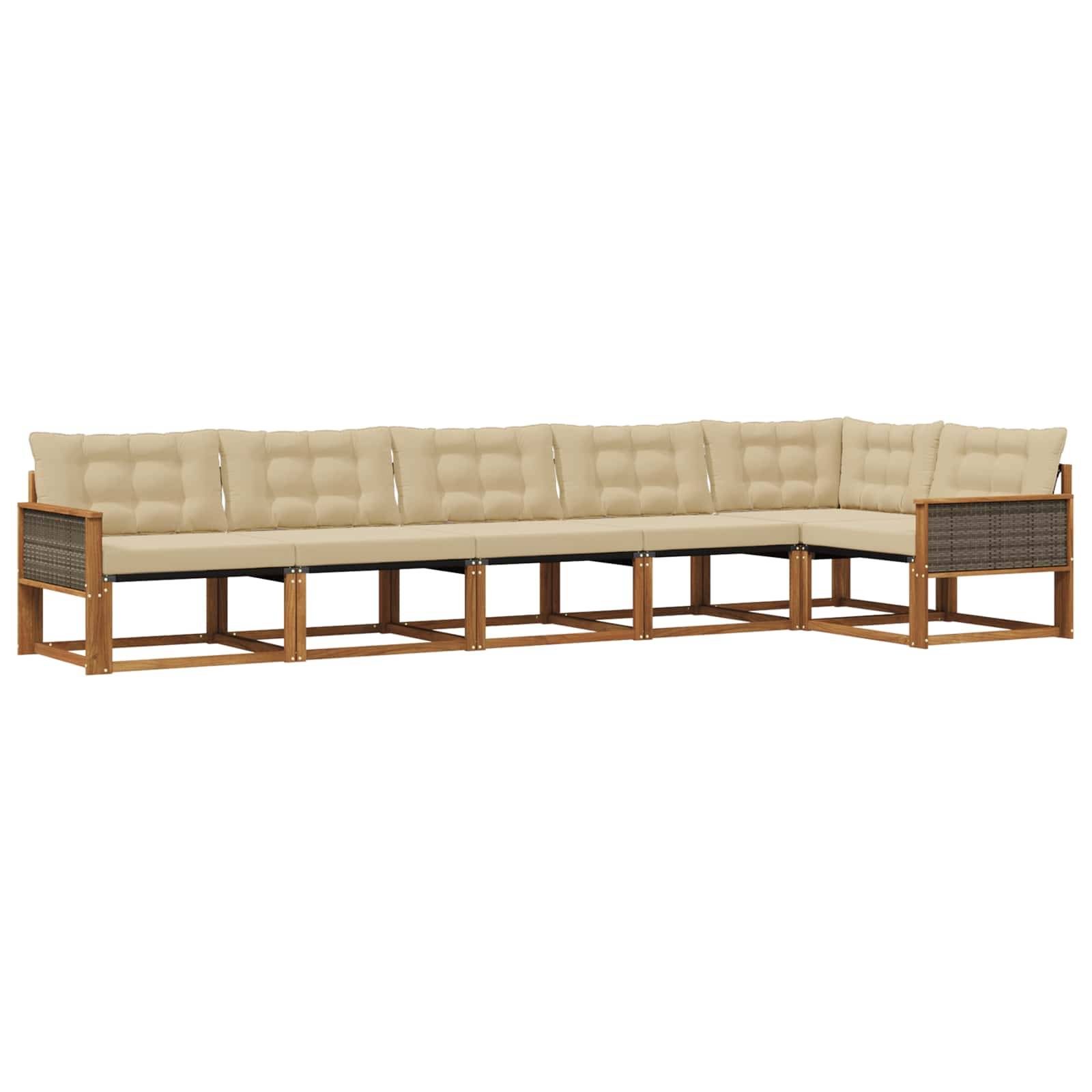 vidaXL Outdoor-Sofagarnitur mit Kissen 6 pcs Natur und Beige