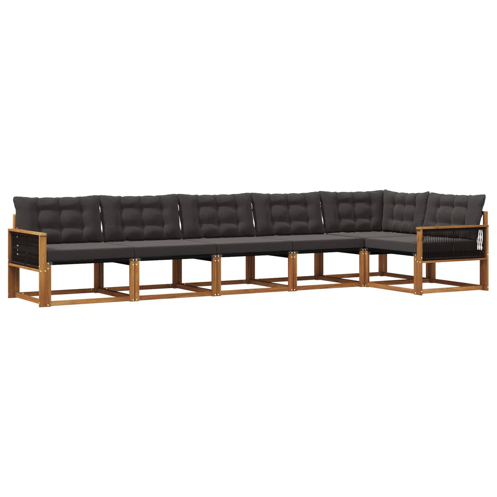 vidaXL Outdoor-Sofagarnitur mit Kissen 6 pcs Natürlich und Schwarz
