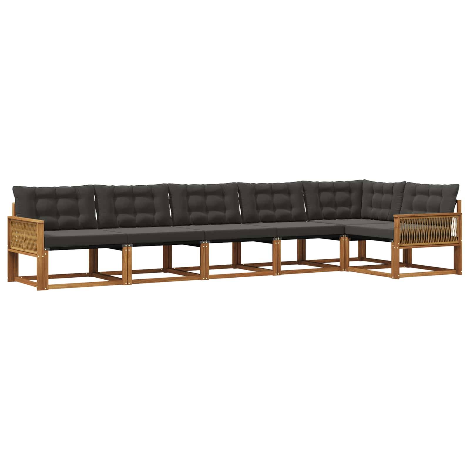 vidaXL Outdoor-Sofagarnitur mit Kissen 6 pcs Natürlich und Schwarz