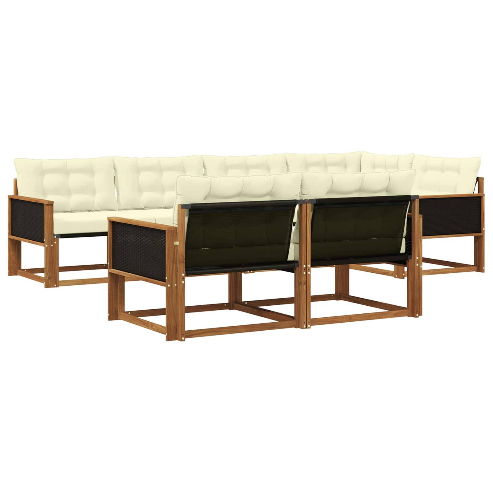 vidaXL Outdoor-Sofagarnitur mit Kissen 7 pcs Natur und Creme