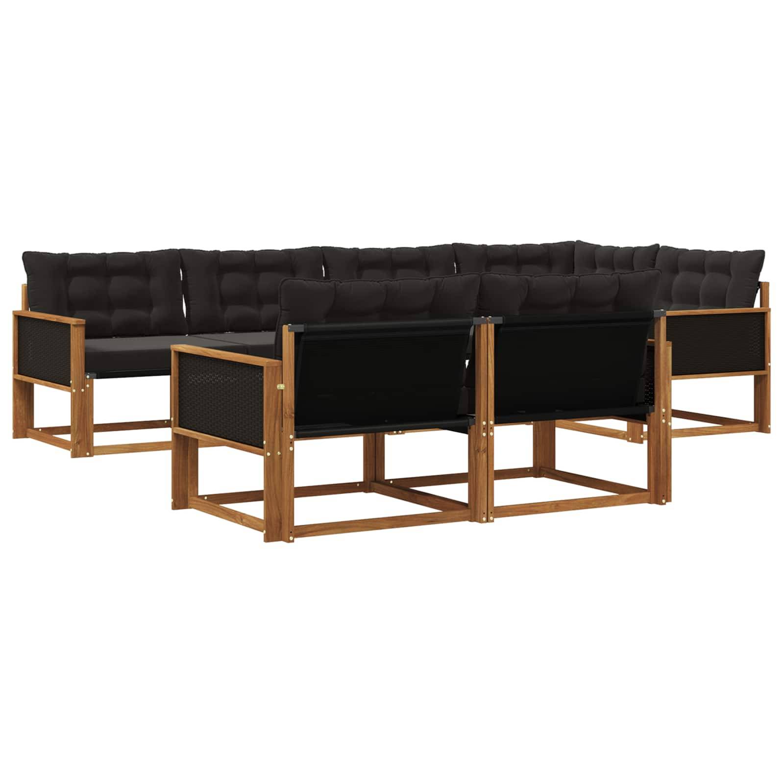 vidaXL Outdoor-Sofagarnitur mit Kissen 7 pcs Natürlich und Schwarz