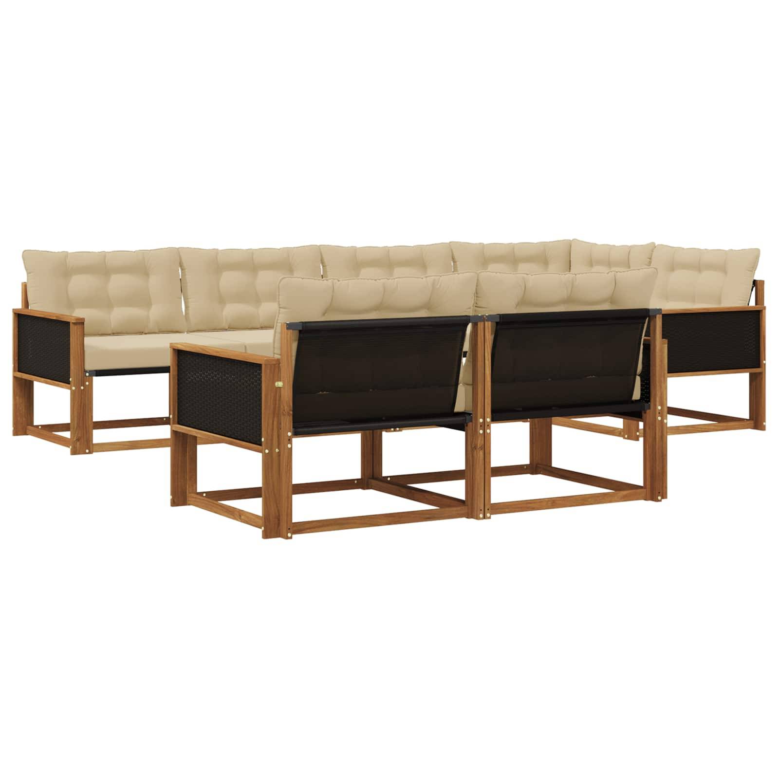 vidaXL Outdoor-Sofagarnitur mit Kissen 7 pcs Natur und Beige