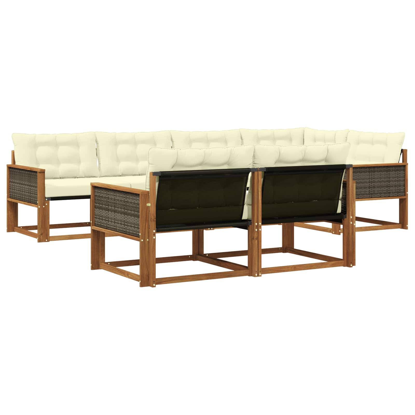 vidaXL Outdoor-Sofagarnitur mit Kissen 7 pcs Natur und Creme