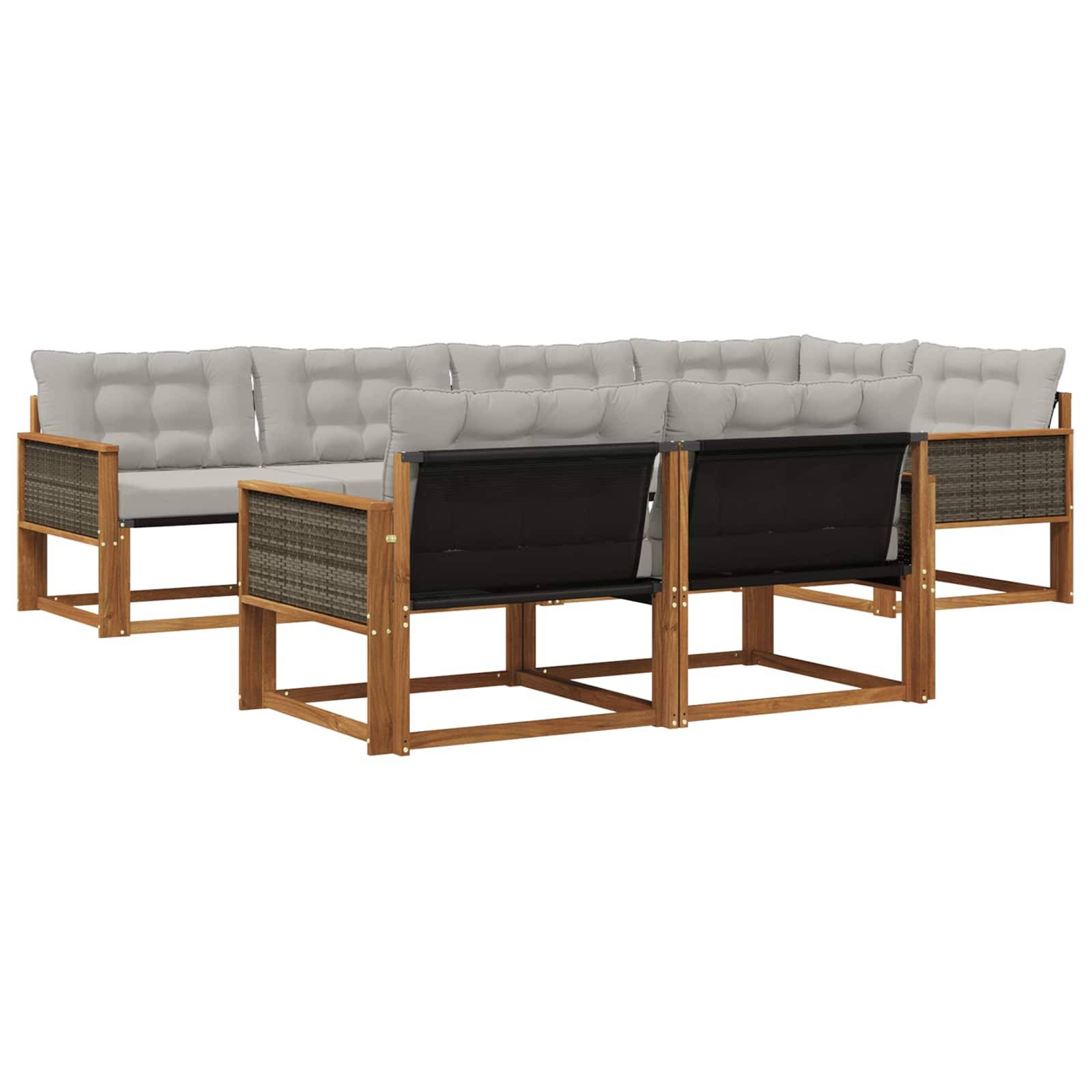 vidaXL Outdoor-Sofagarnitur mit Kissen 7 pcs Natürlich und Hellgrau