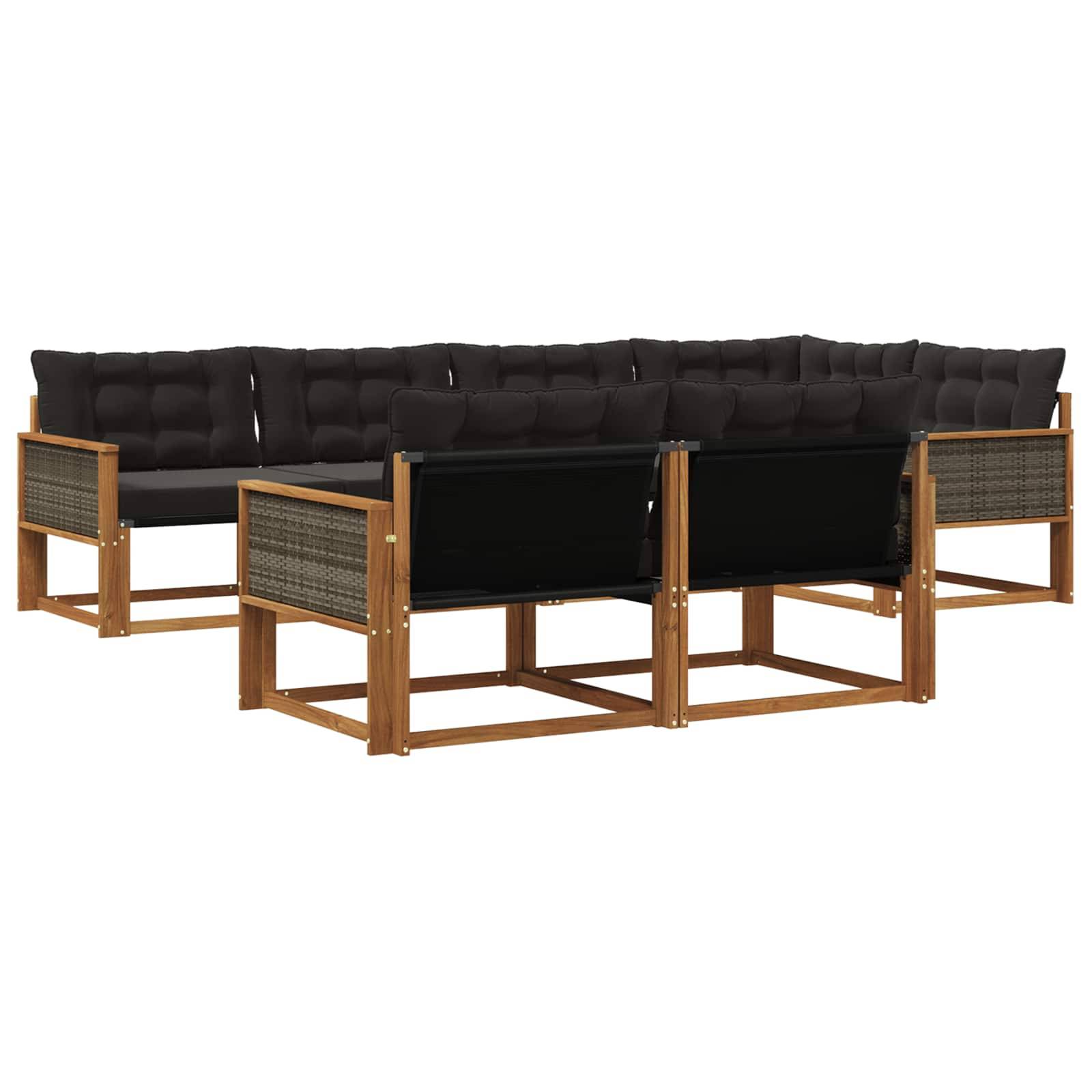 vidaXL Outdoor-Sofagarnitur mit Kissen 7 pcs Natürlich und Schwarz