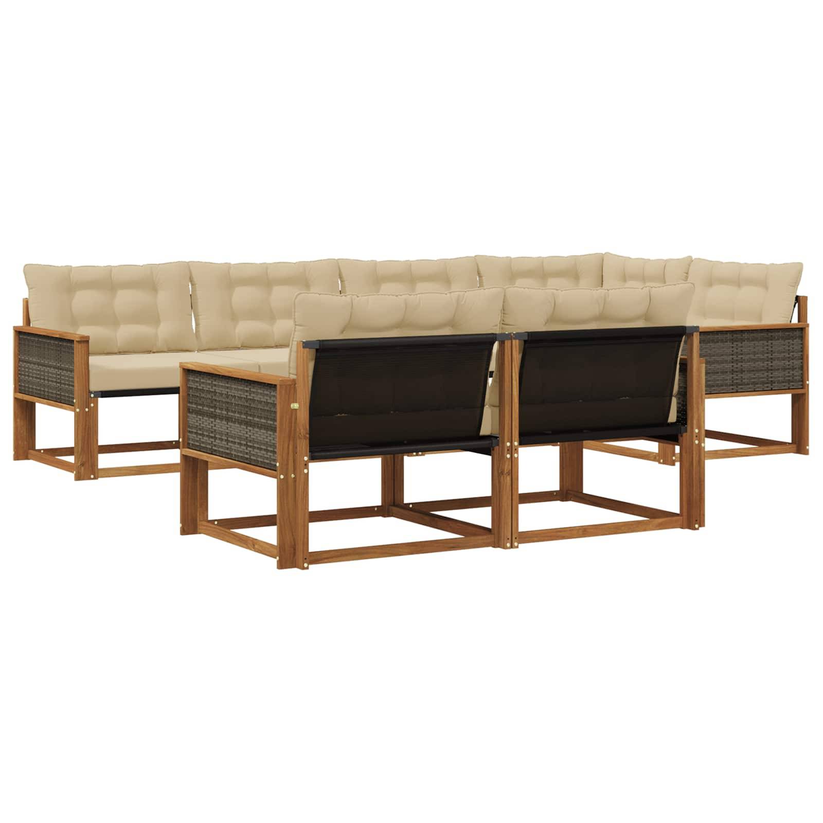 vidaXL Outdoor-Sofagarnitur mit Kissen 7 pcs Natur und Beige
