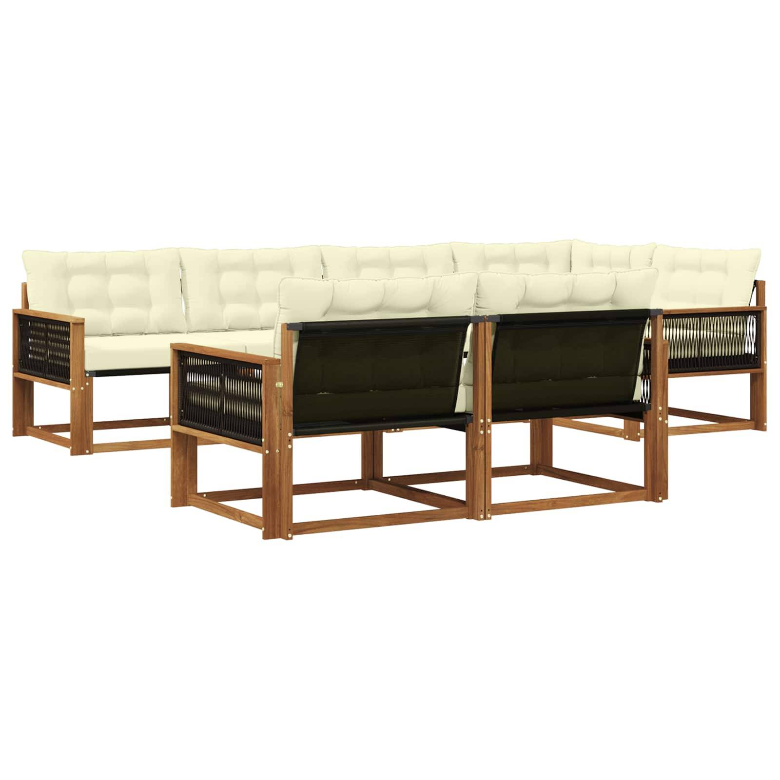vidaXL Outdoor-Sofagarnitur mit Kissen 7 pcs Natur und Creme