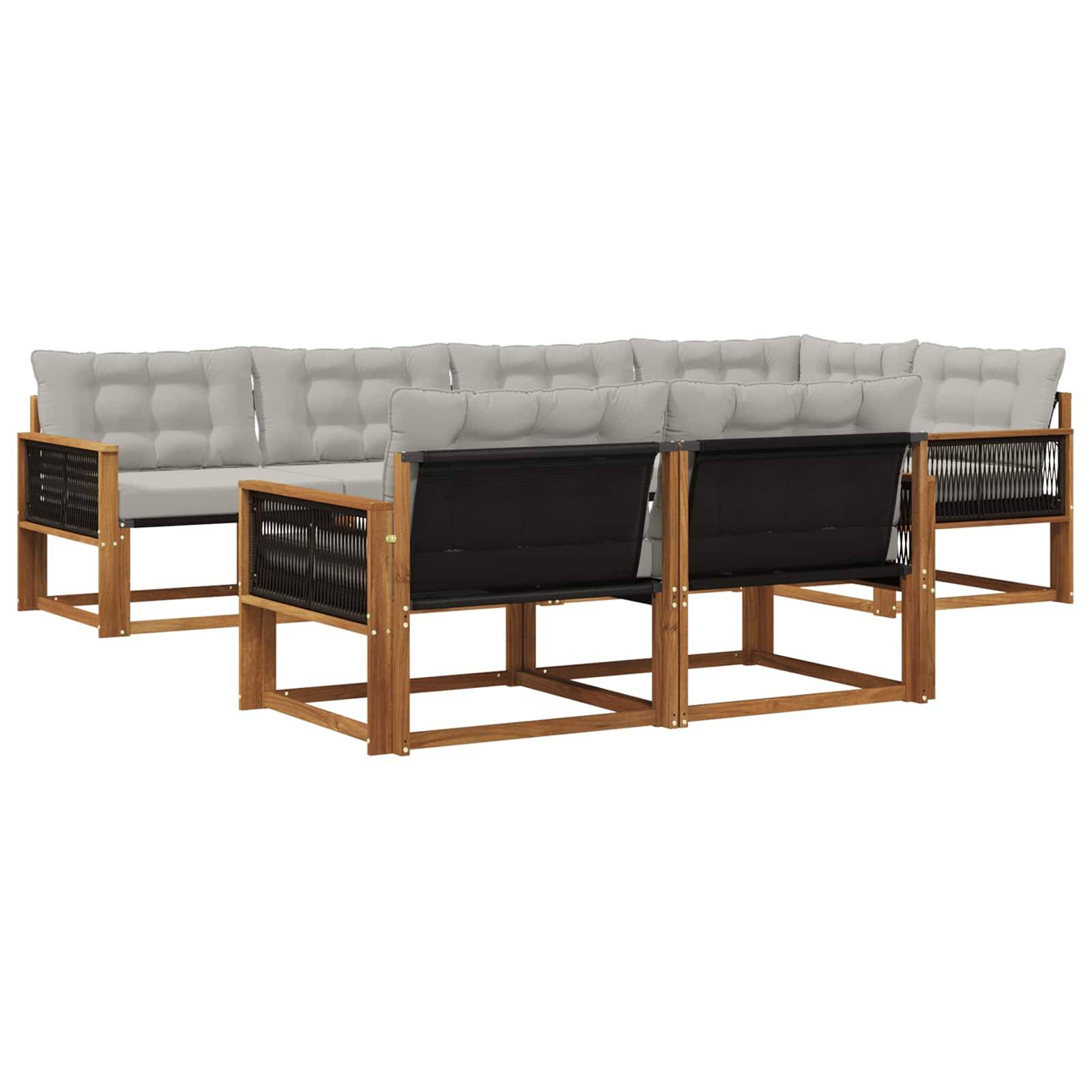 vidaXL Outdoor-Sofagarnitur mit Kissen 7 pcs Natürlich und Hellgrau