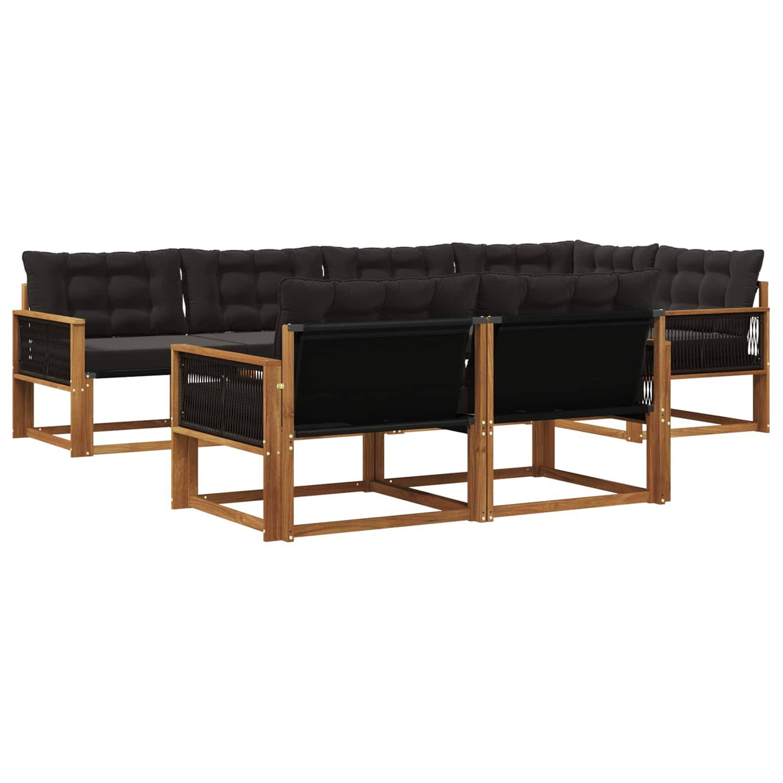 vidaXL Outdoor-Sofagarnitur mit Kissen 7 pcs Natürlich und Schwarz