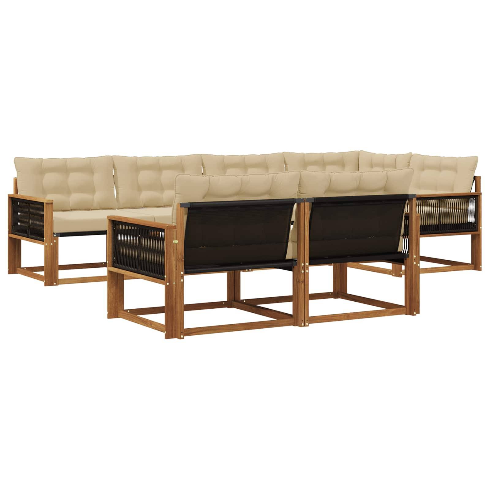 vidaXL Outdoor-Sofagarnitur mit Kissen 7 pcs Natur und Beige