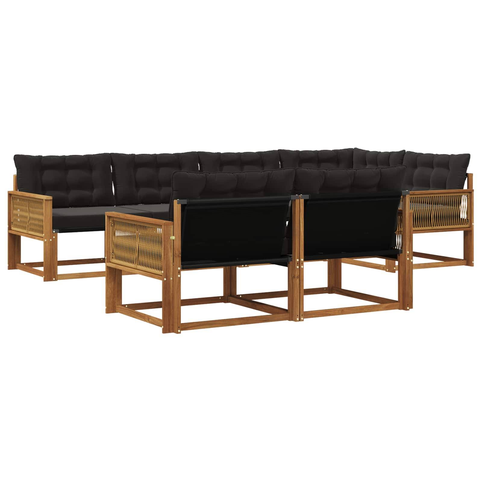 vidaXL Outdoor-Sofagarnitur mit Kissen 7 pcs Natürlich und Schwarz