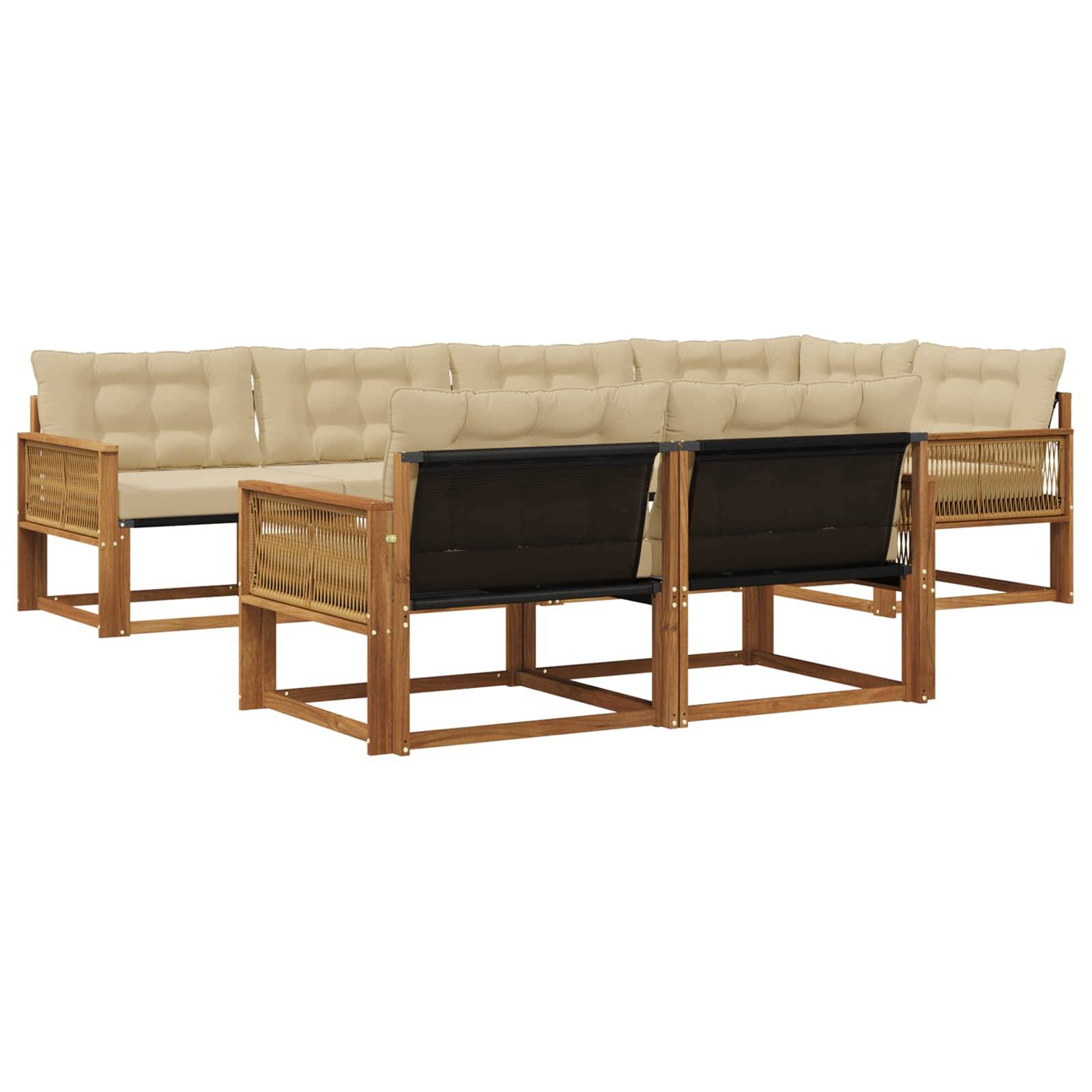 vidaXL Outdoor-Sofagarnitur mit Kissen 7 pcs Natur und Beige