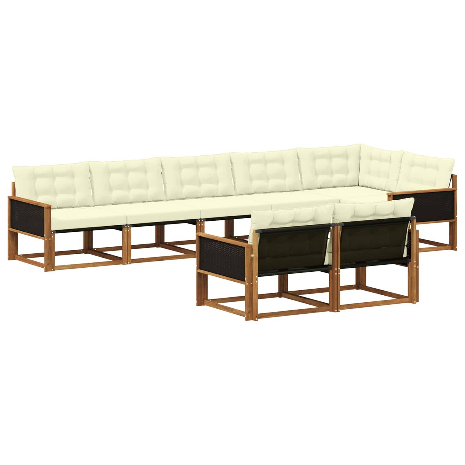 vidaXL Outdoor-Sofagarnitur mit Kissen 8 pcs Natur und Creme